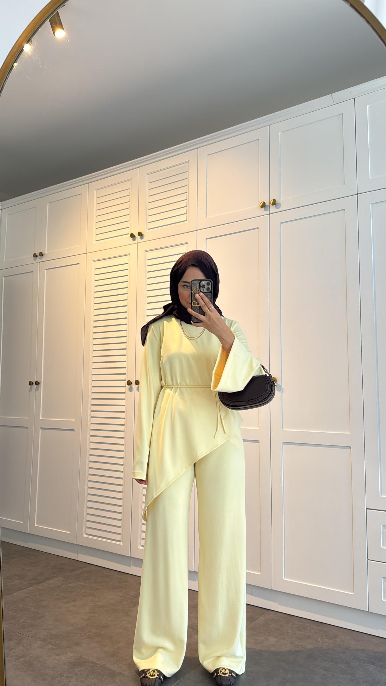 Asimetrik Modal Takım Butter Yellow