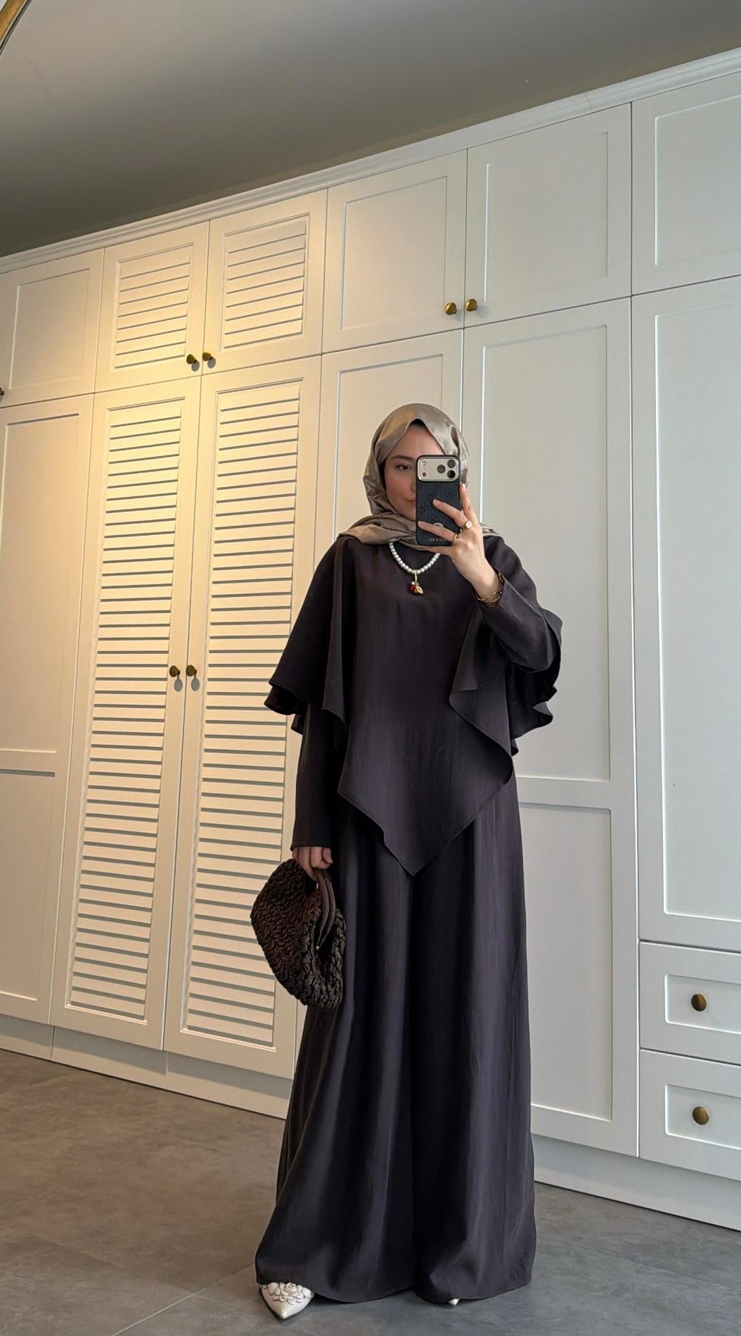 Aura Bol Pantolon Takım Kahve