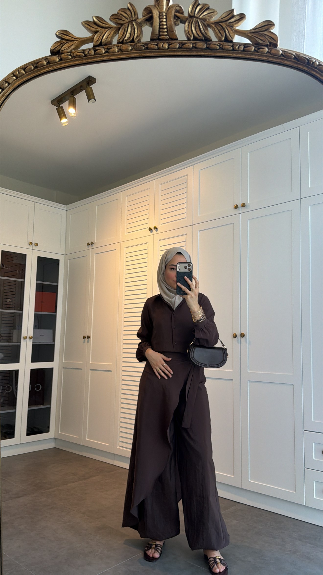 Aura Şalvar Pantolonlu  Takım  Kahve