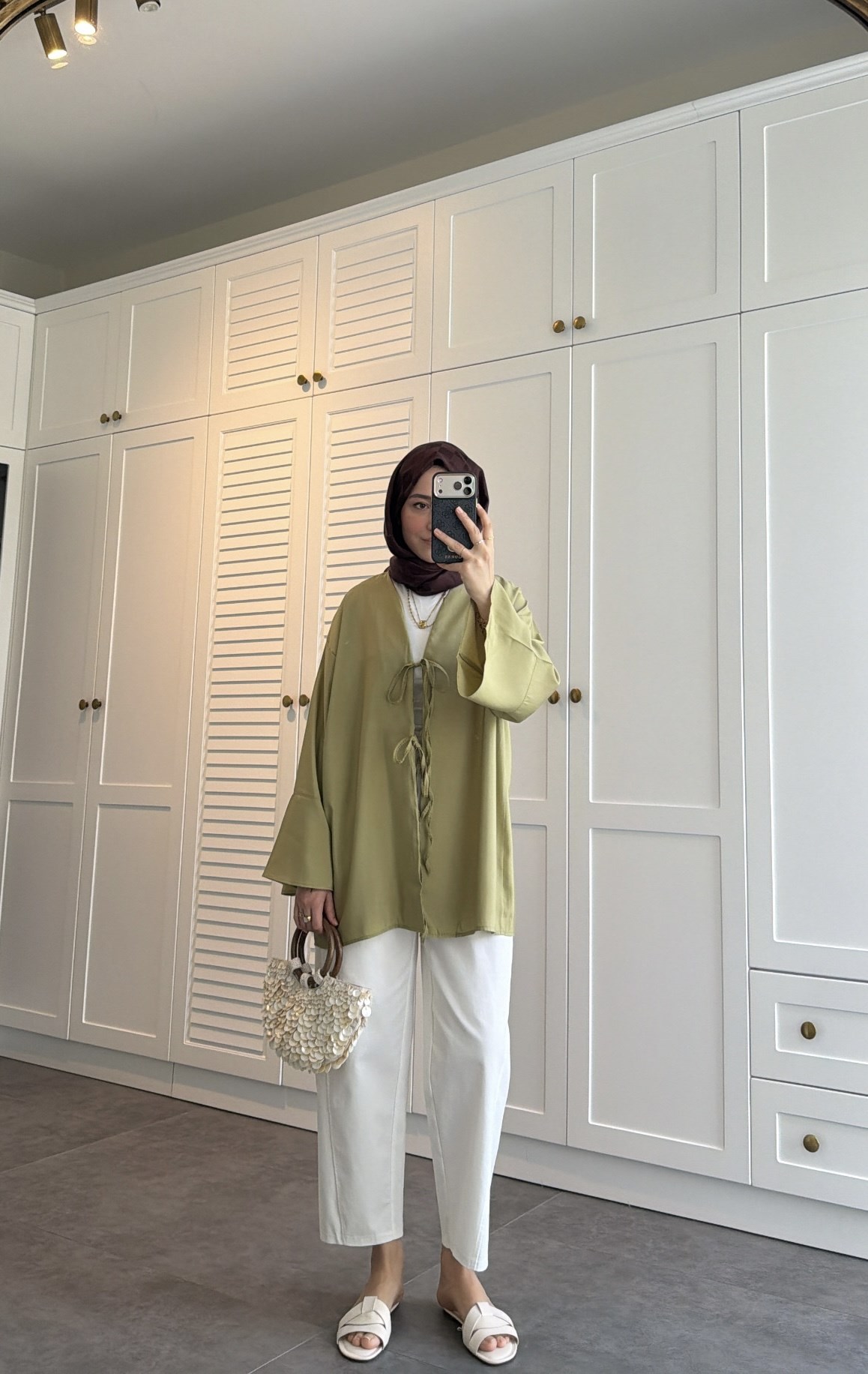 Bağlama Detay Kimono Olive