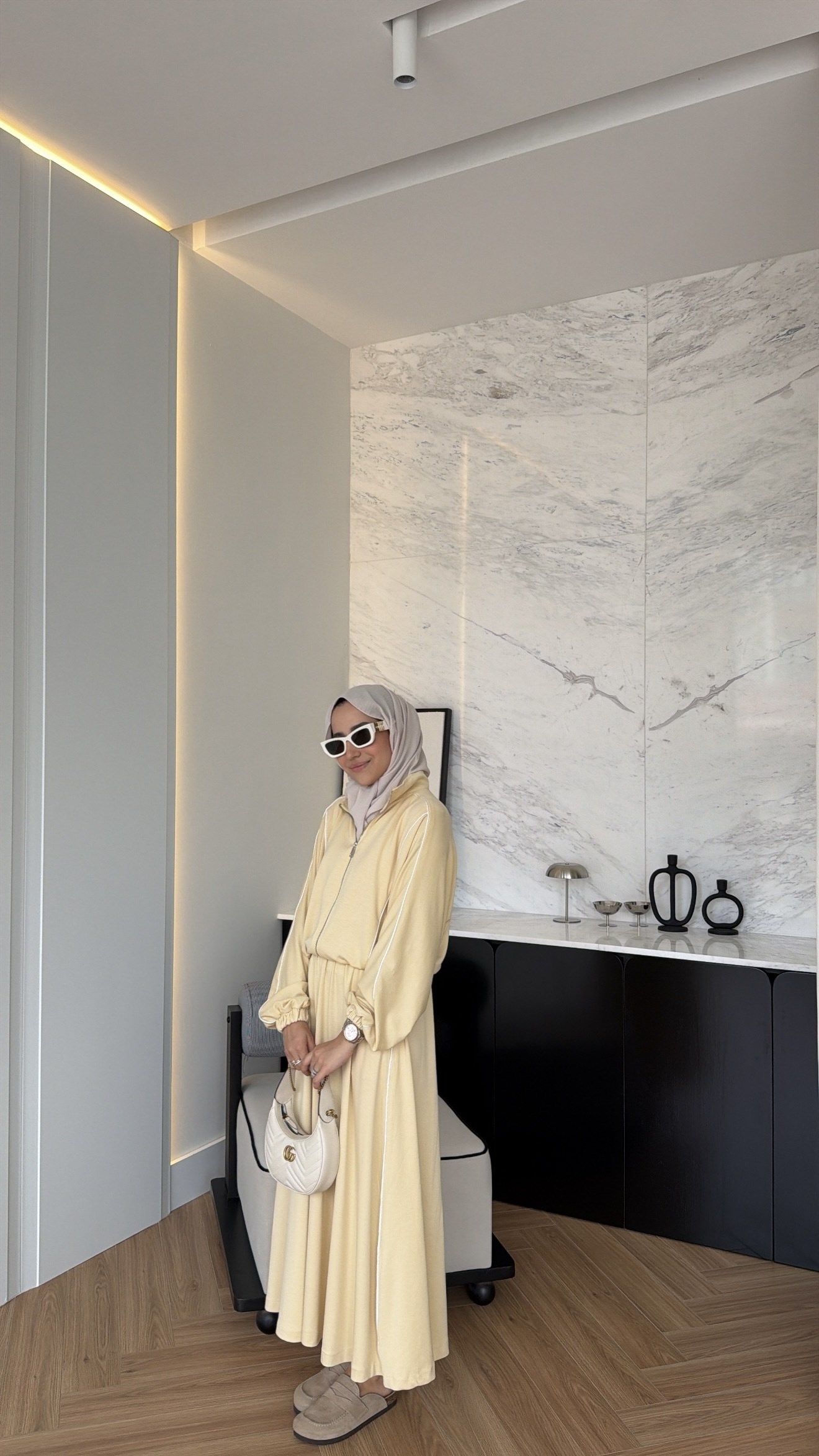 Çizgi Detay  Oysh Etekli Takım Butter Yellow