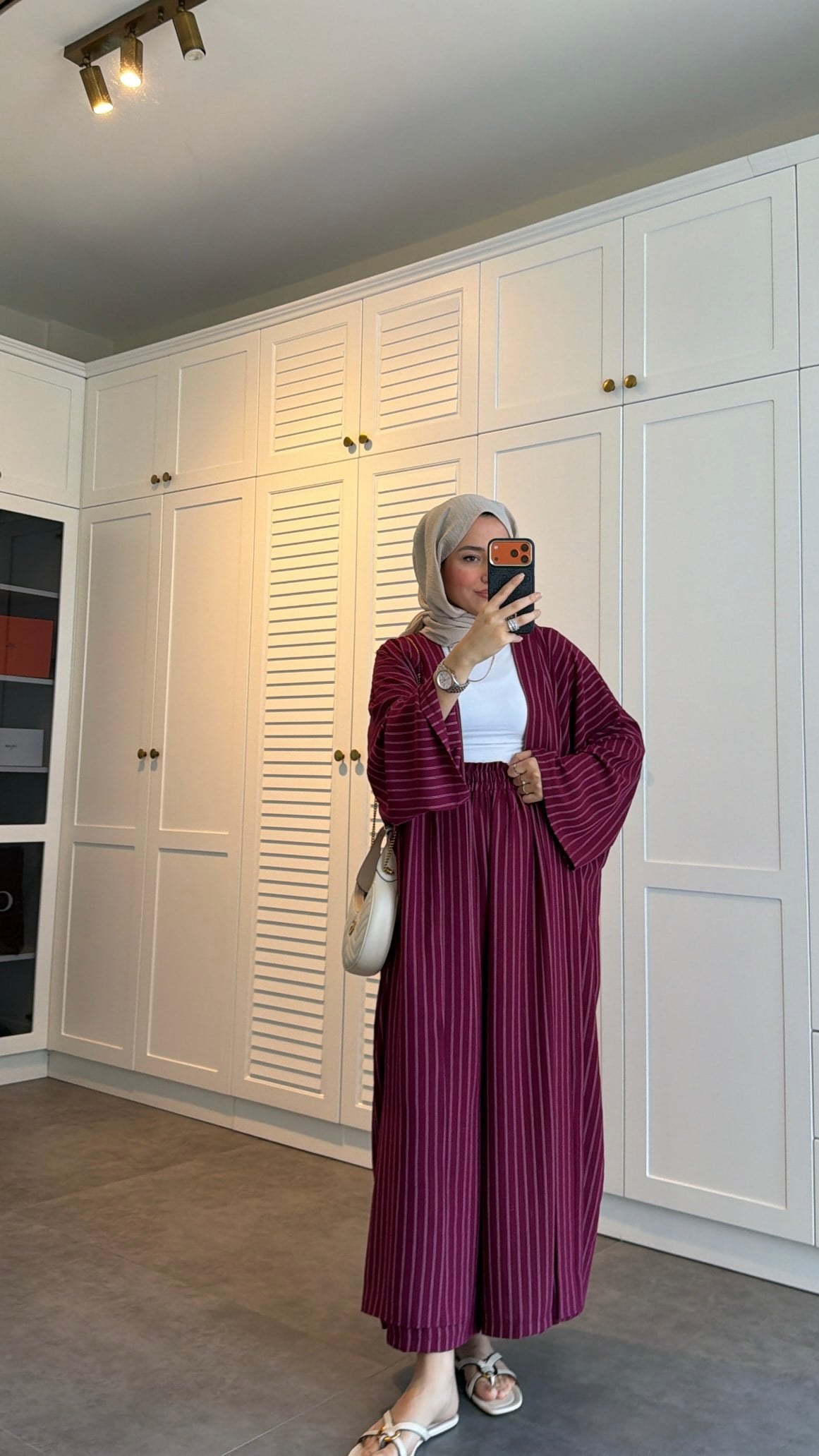 Çizgili Kimono Takım Burgonya
