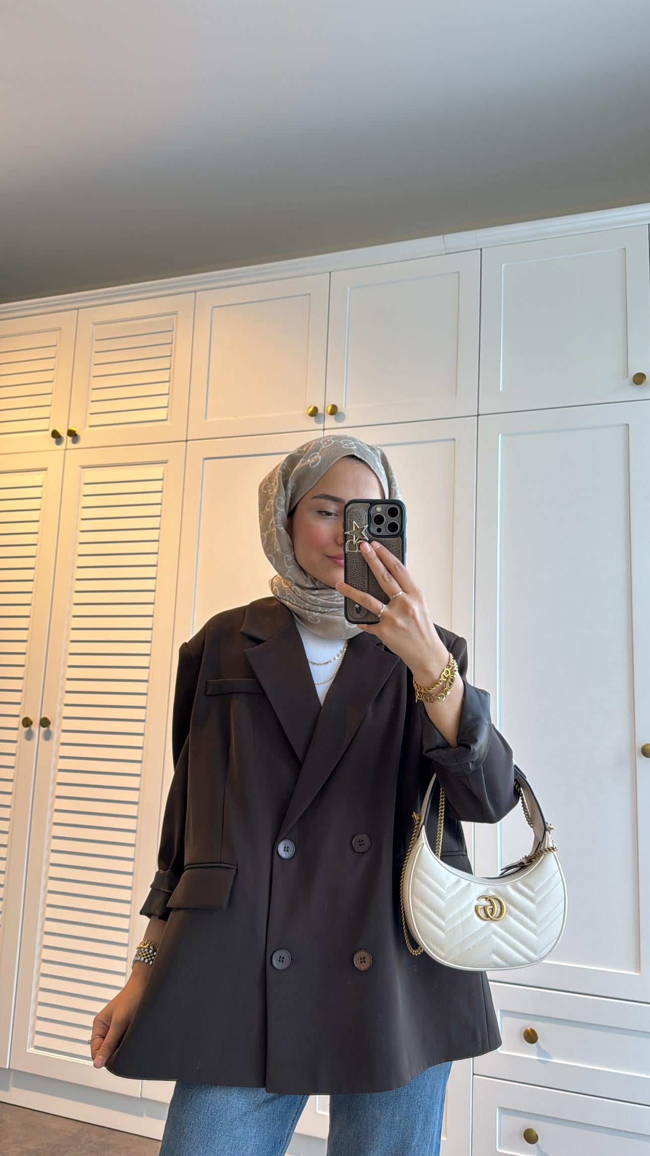 Dört Düğmeli Oversize Ceket Acı Kahve
