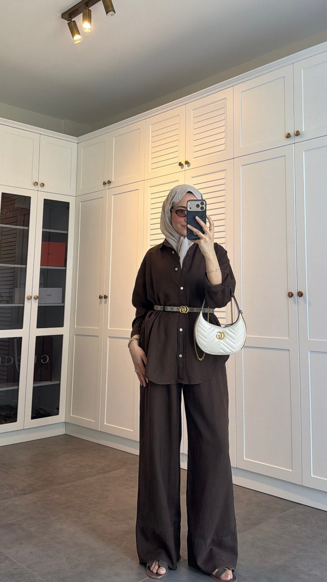 Ham Keten Oversize Takım Kahve