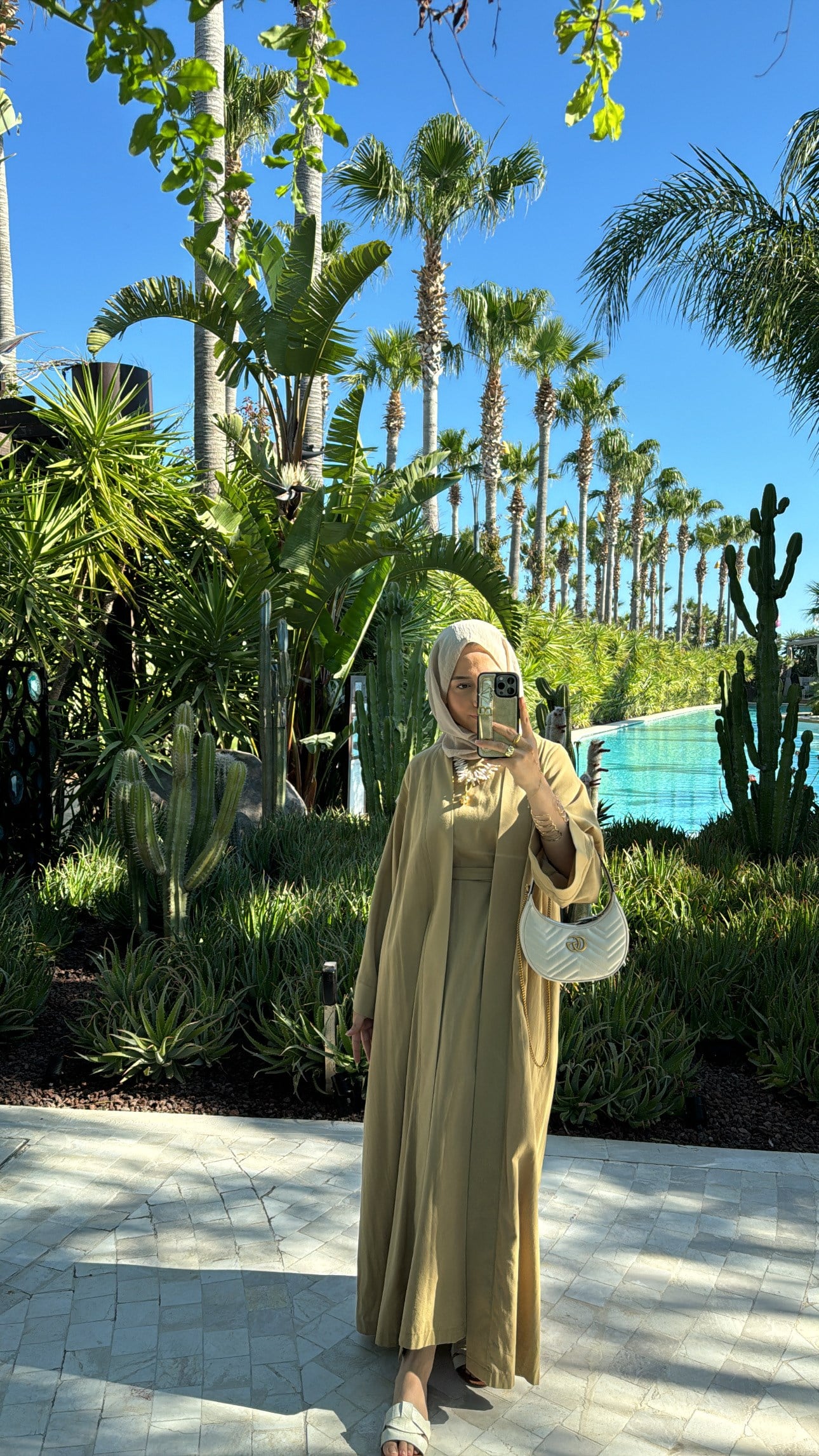 Keten Abaya Elbise Olive