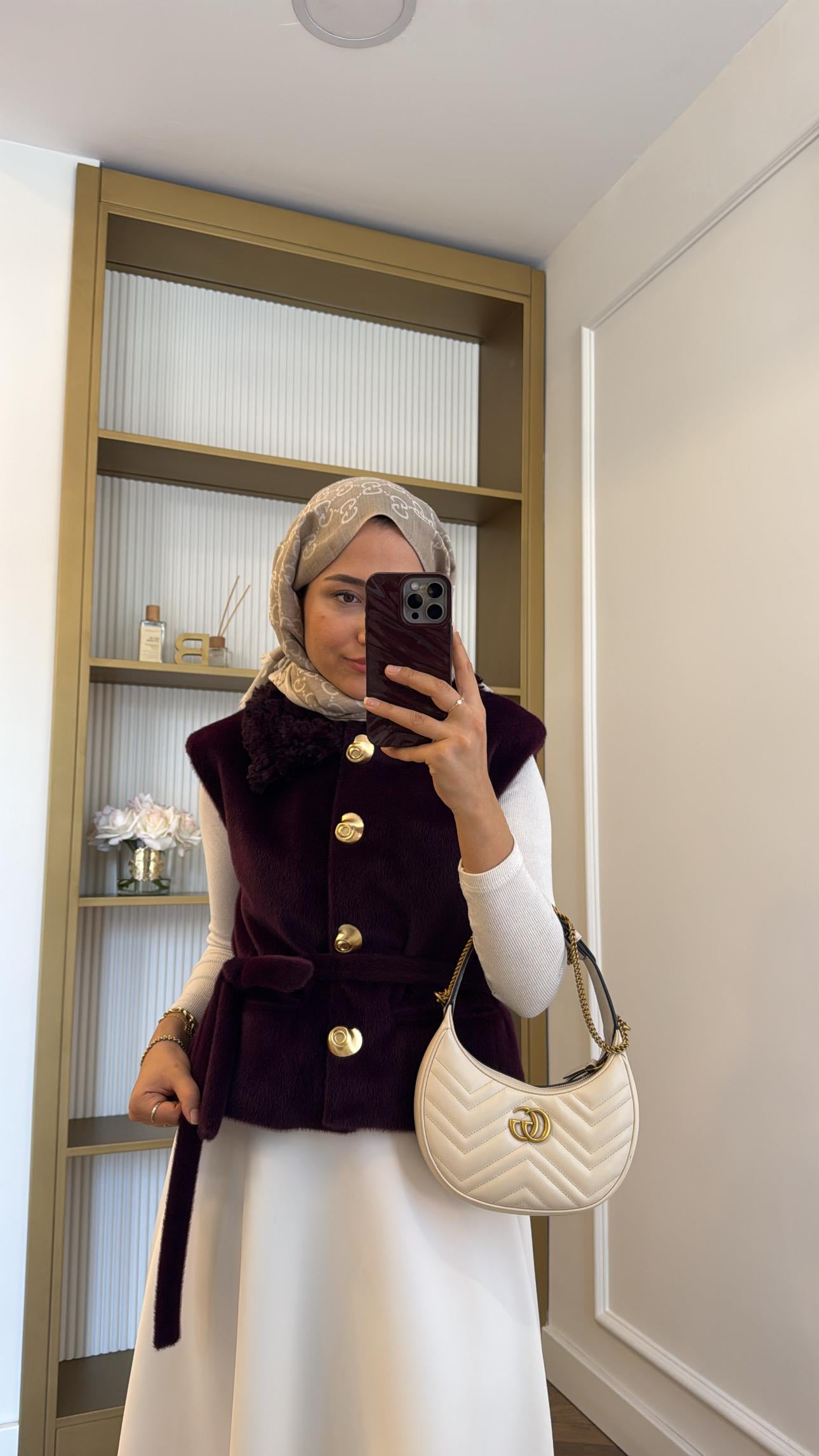Kuşaklı Angora Yelek Mürdüm