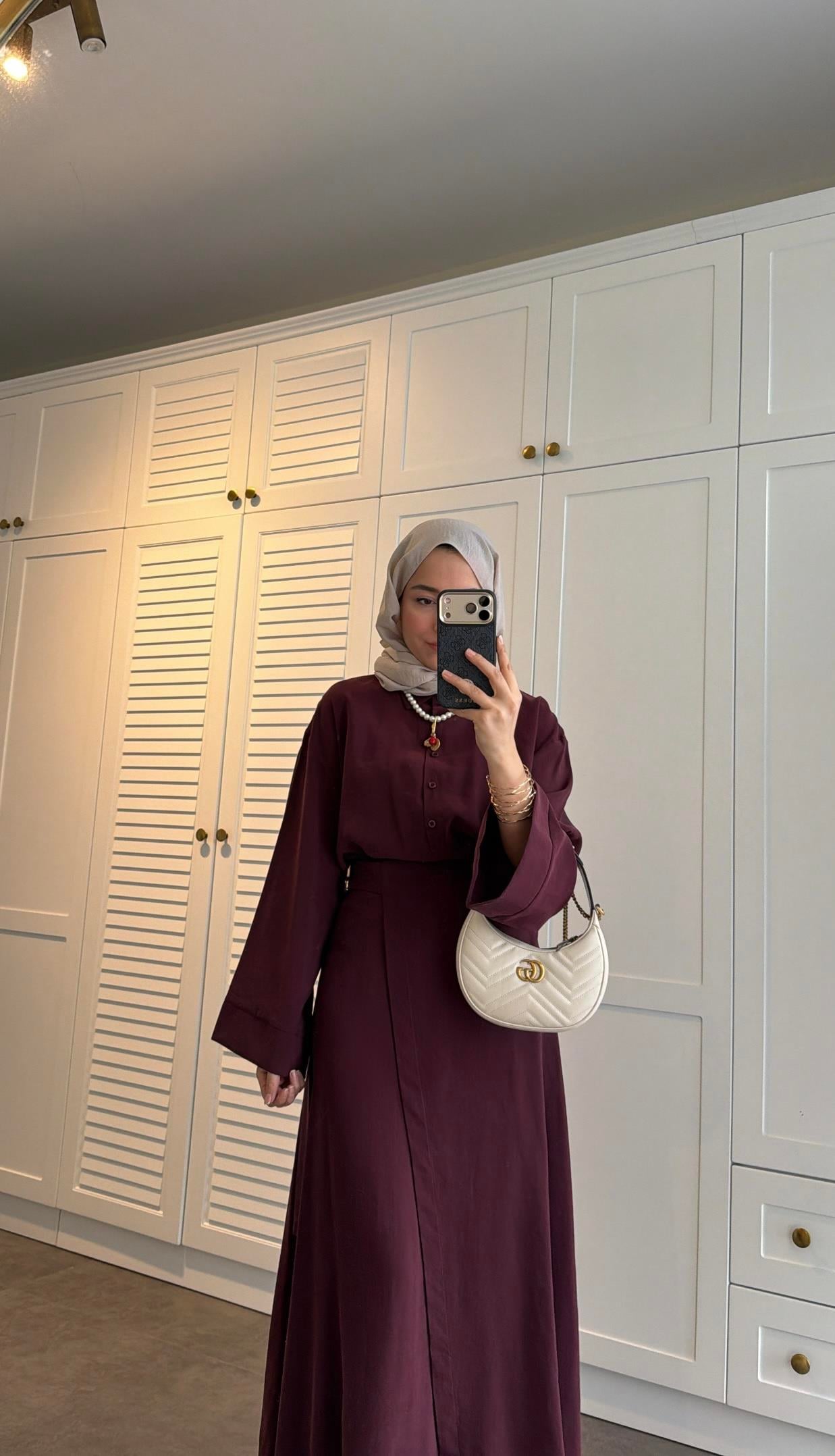 Lina Broş Kemer Detaylı Modal Takım Burgonya