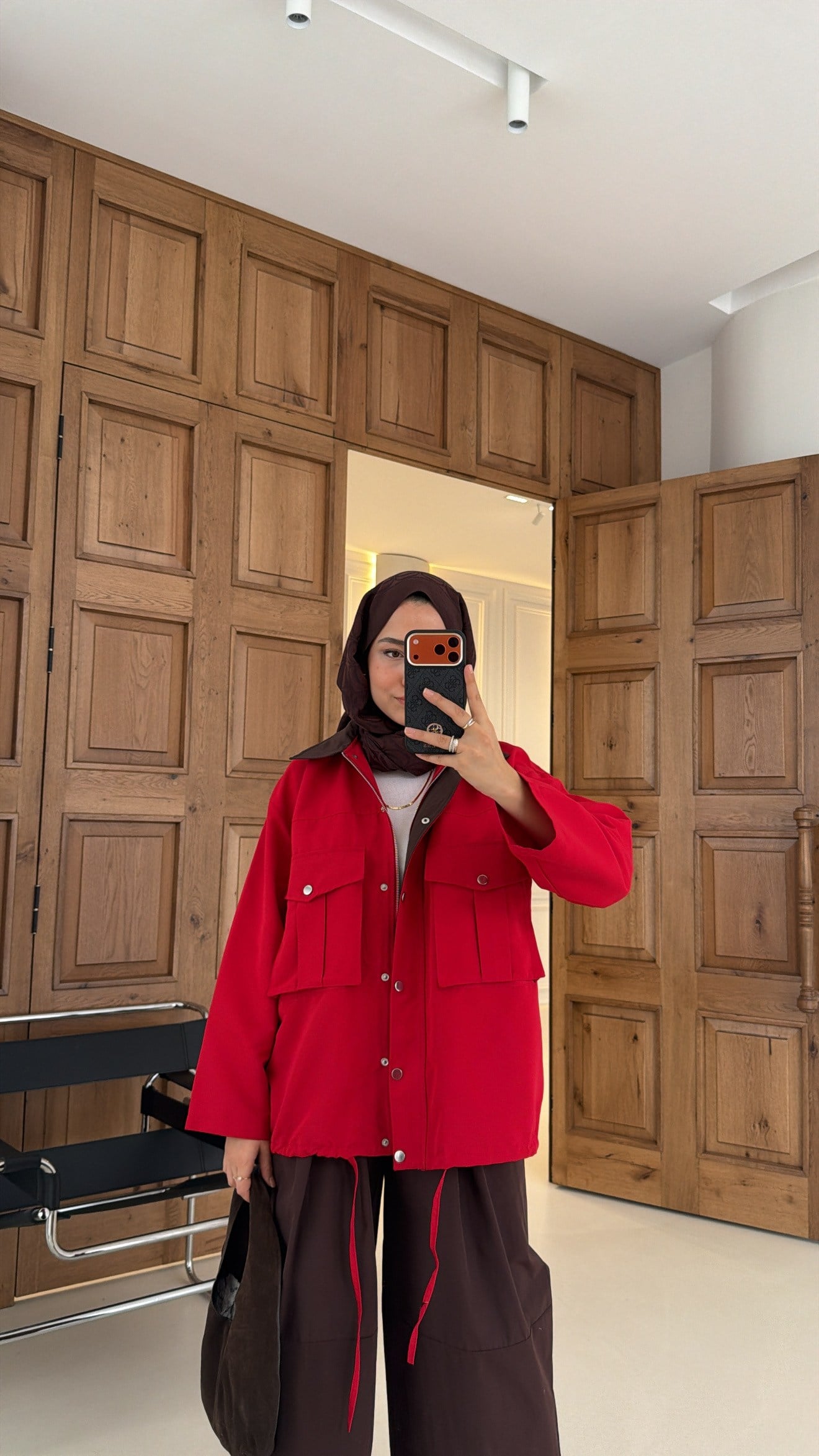 Mng Kontrast Yakalı Premium Oversize Ceket Kırmızı