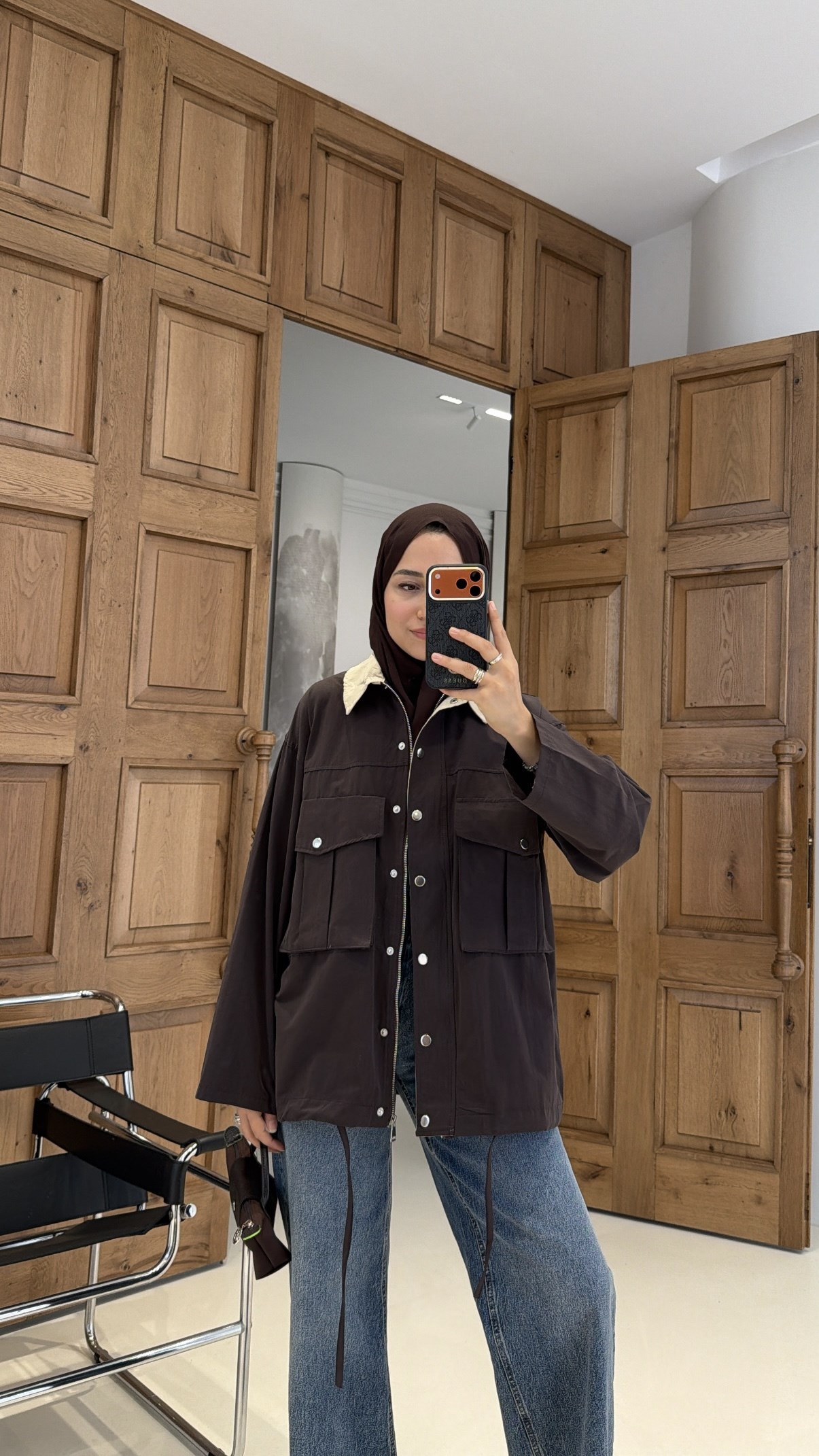 Mng Kontrast Yakalı Premium Oversize Ceket Kahve