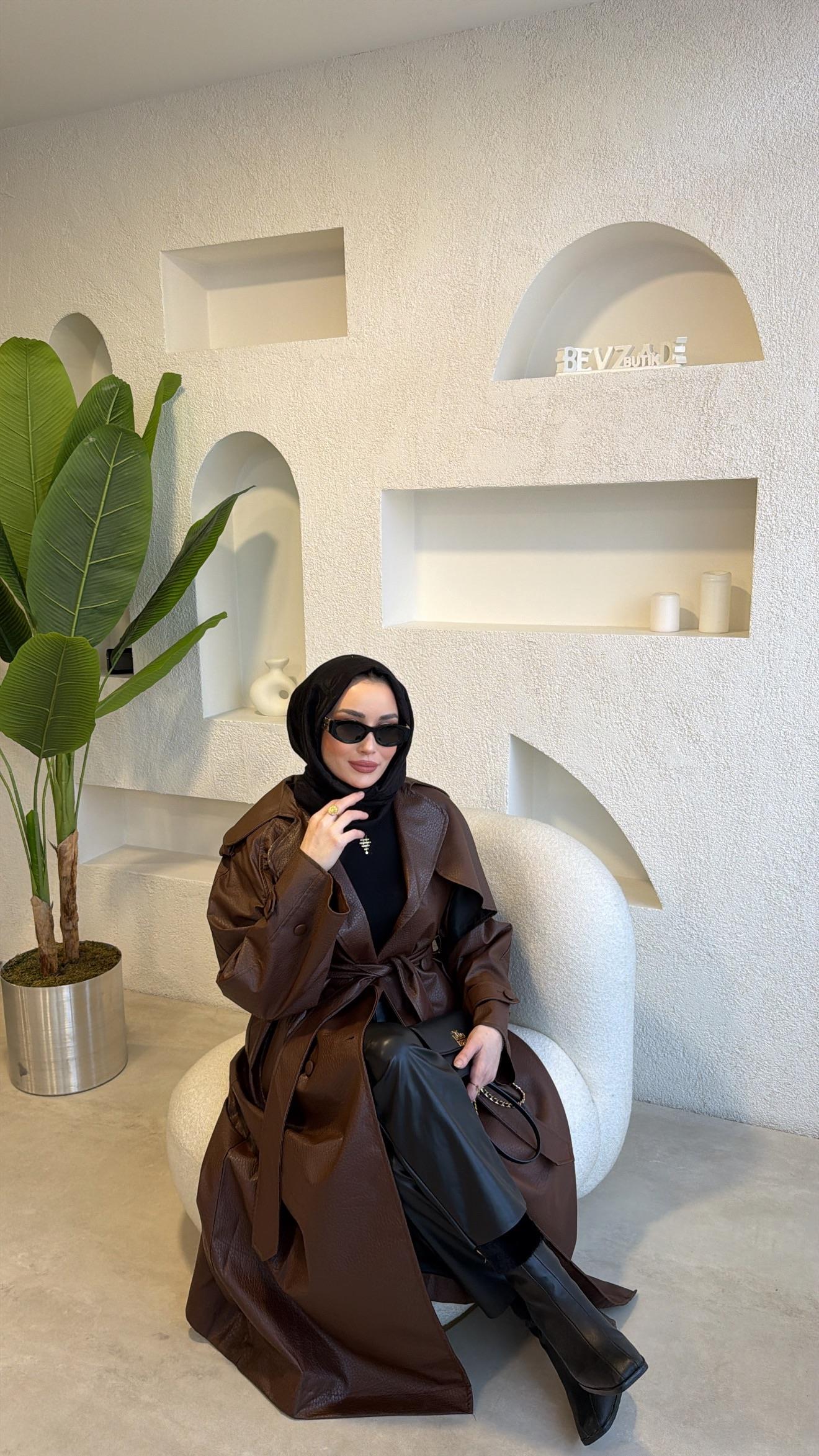 Muadil Deri Trenç Kahve
