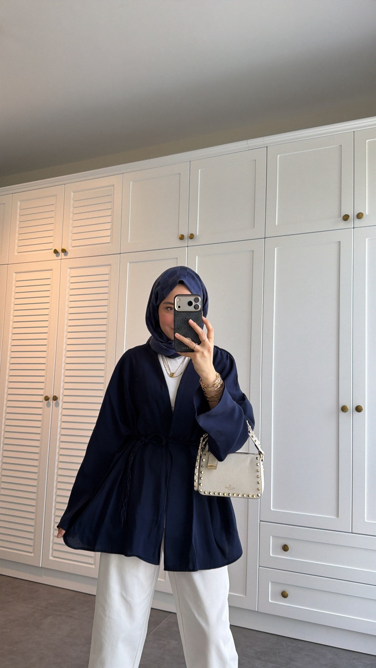 Örgü Bağlama Detay Kimono Lacivert