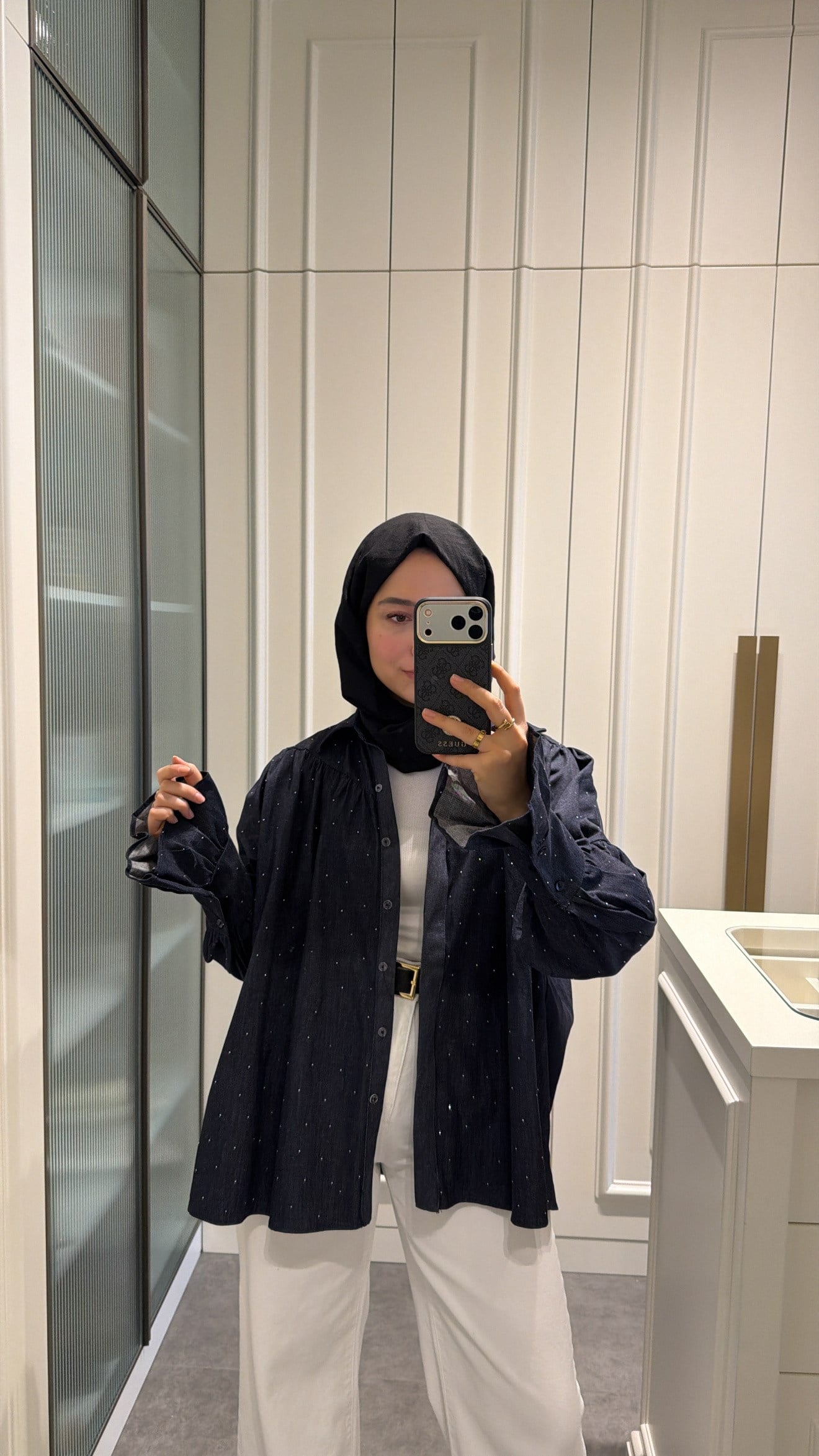 Premium Denim Taşlı Gömlek 