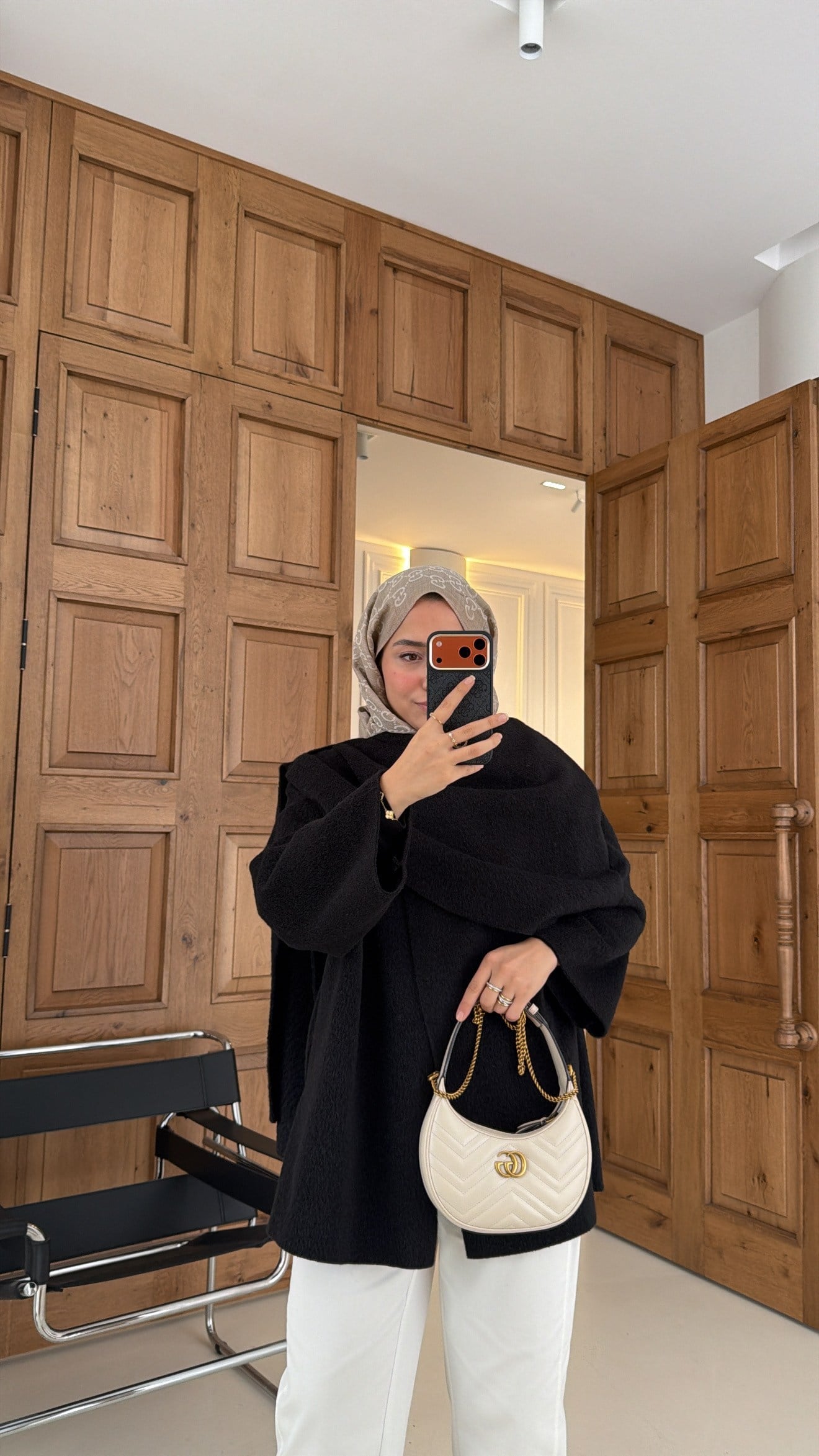 Premium Mira Atkı Detaylı Kaban Siyah