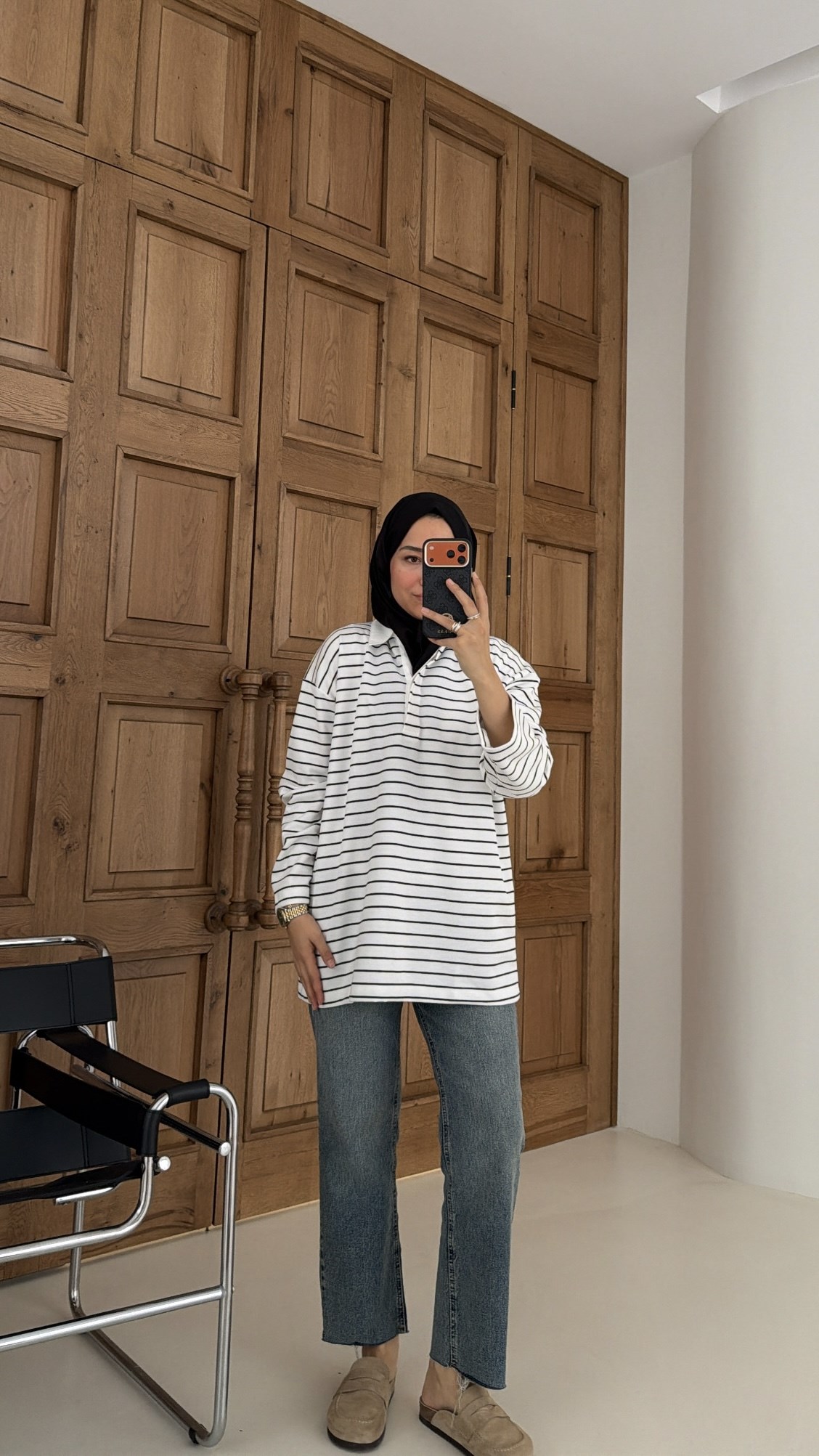 Premium Oversize Çizgili Basic  Sweat 