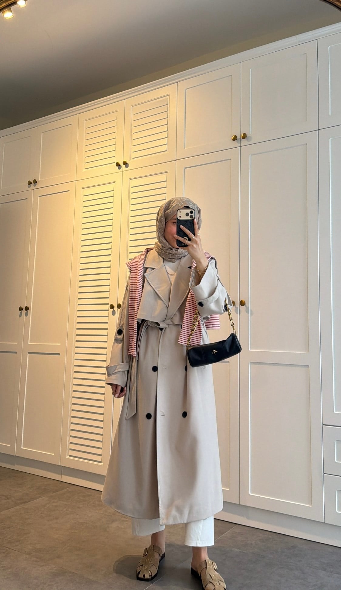 Premium Poleviskon Uzun Oversize Trençkot Taş