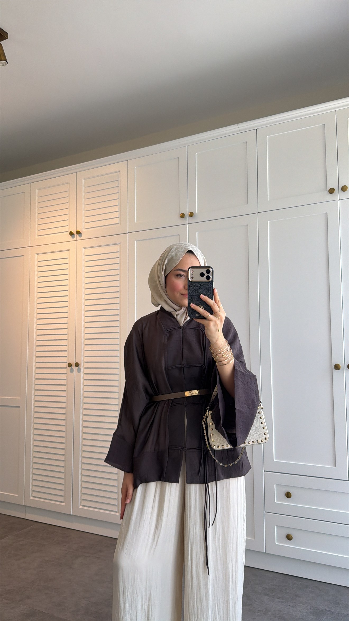 Sedef Tül Premium Kimono  Kahve