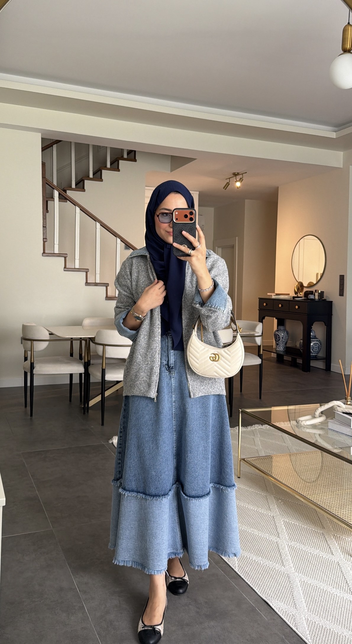 Vintage  Denim Etek Açık Mavi