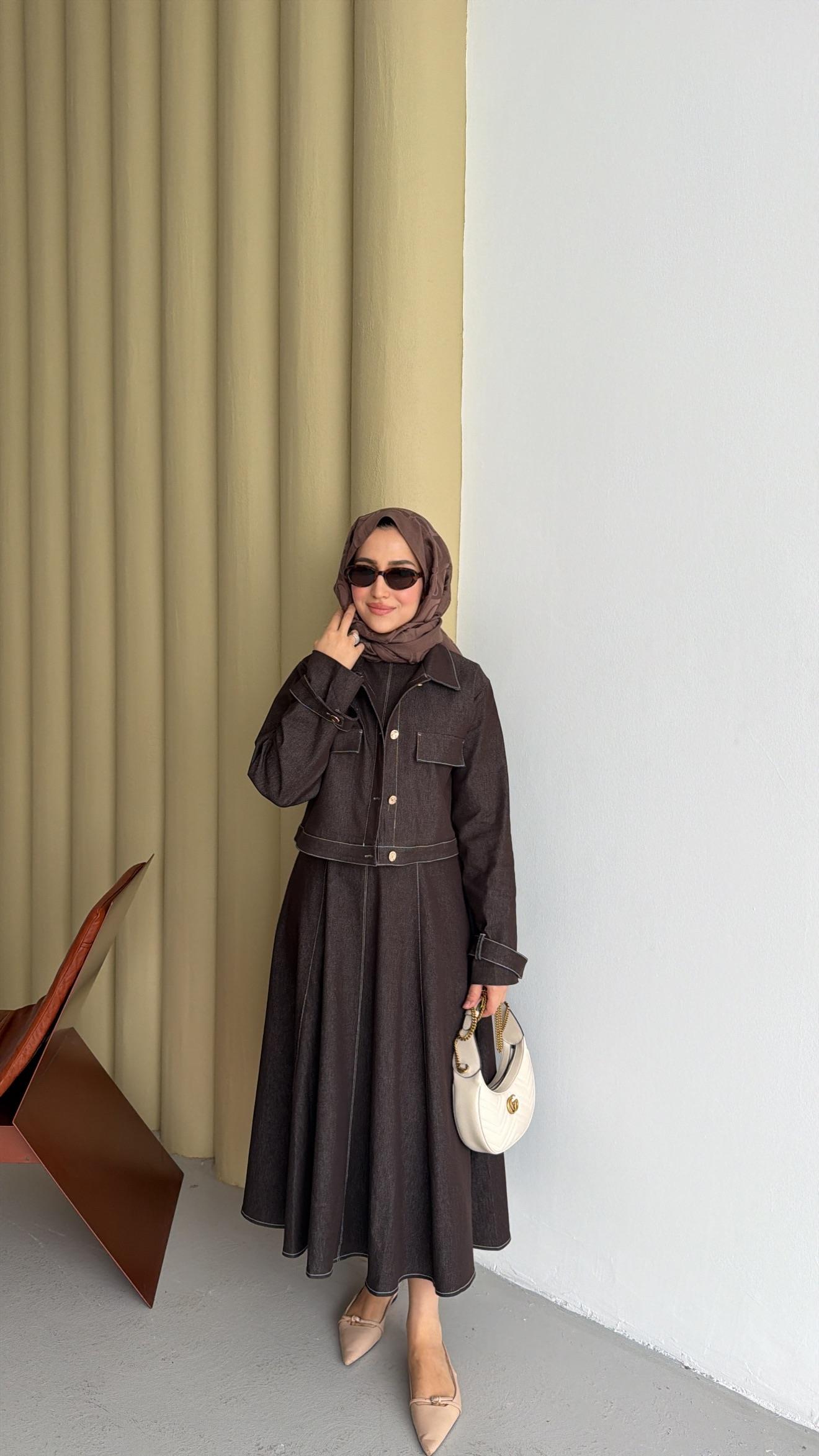 Zr Model Denim Elbise Kahve