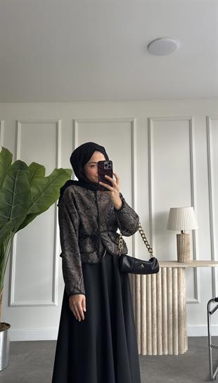 Desenli Jakar Ceket Yeşil