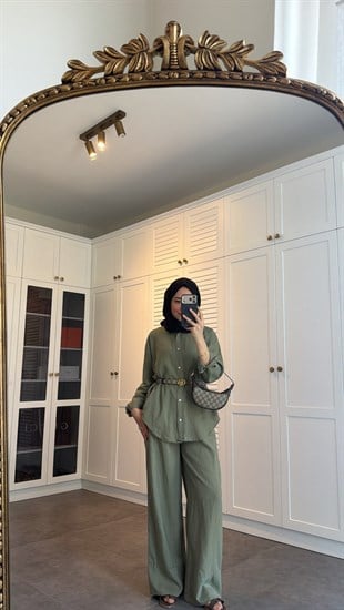 Ham Keten Oversize Takım Haki