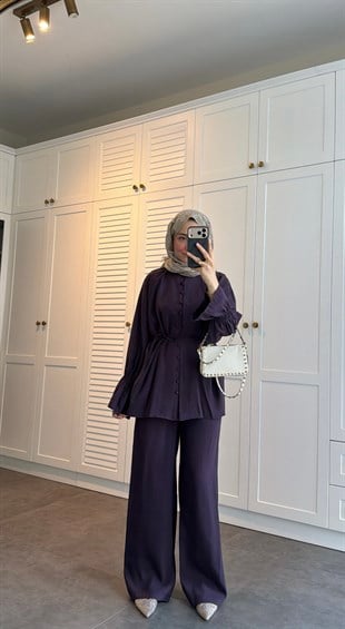Milano Düğmeli Oversize Takım Burgonya