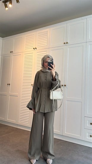 Milano Düğmeli Oversize Takım  Haki