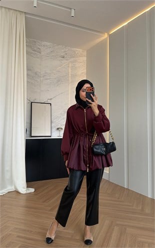 Taşlı Scuba Ceket Burgonya  