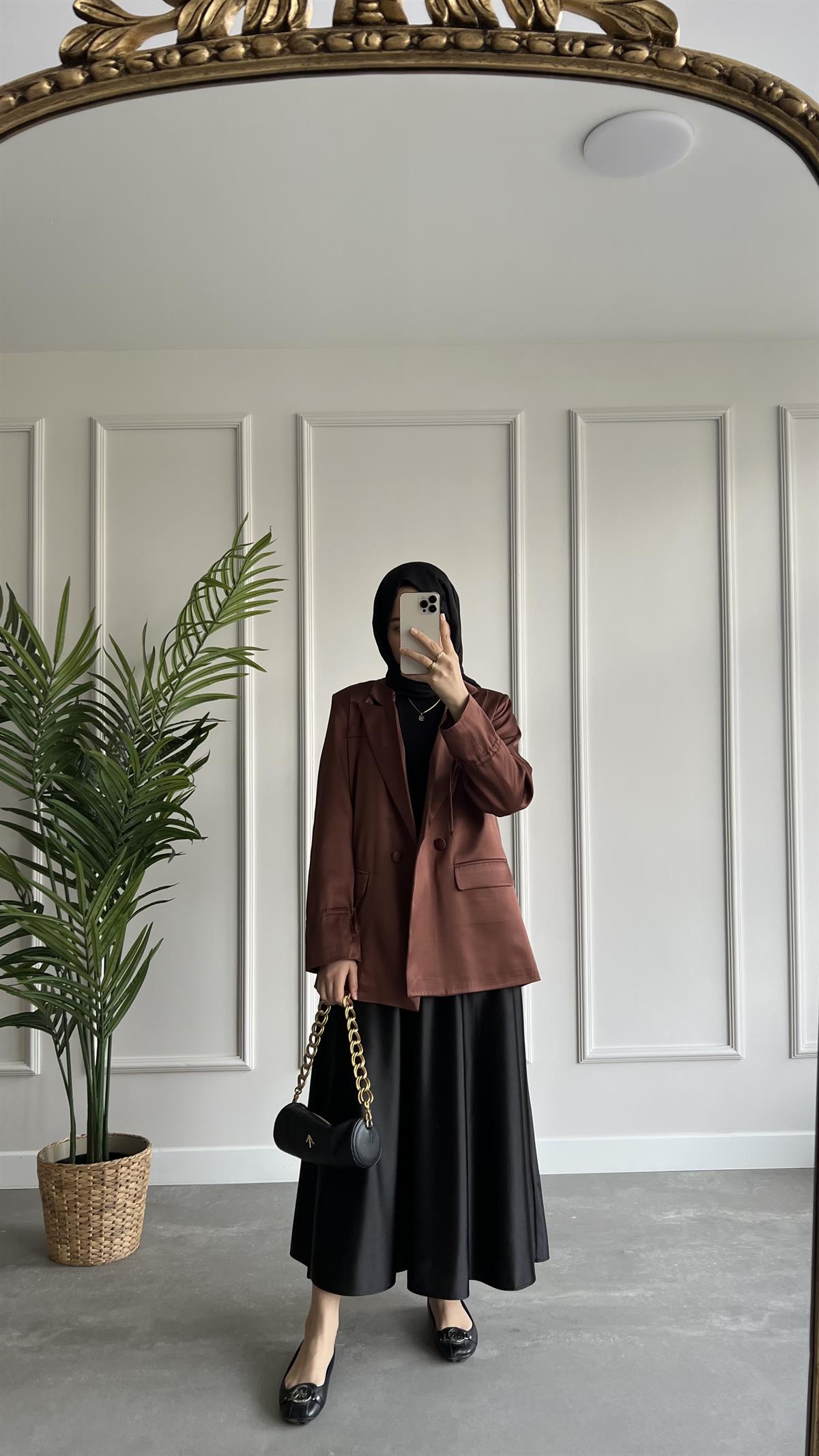  Saten Blazer Ceket 