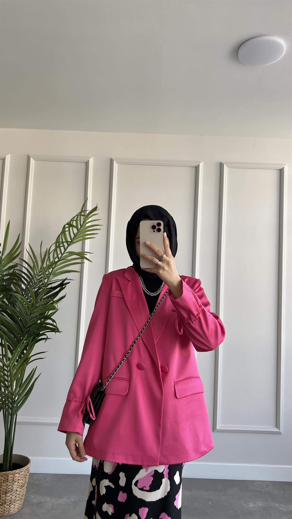  Saten Blazer Ceket 
