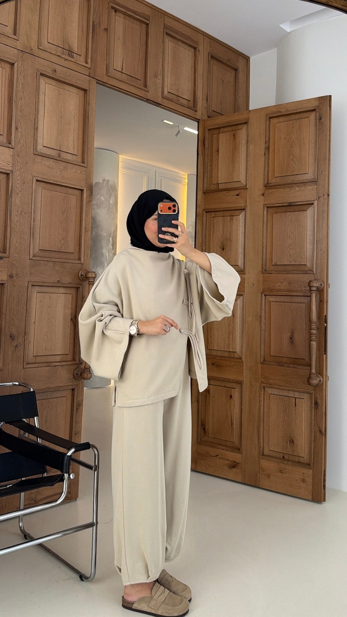 Alya Örgü Detaylı Takım Bej