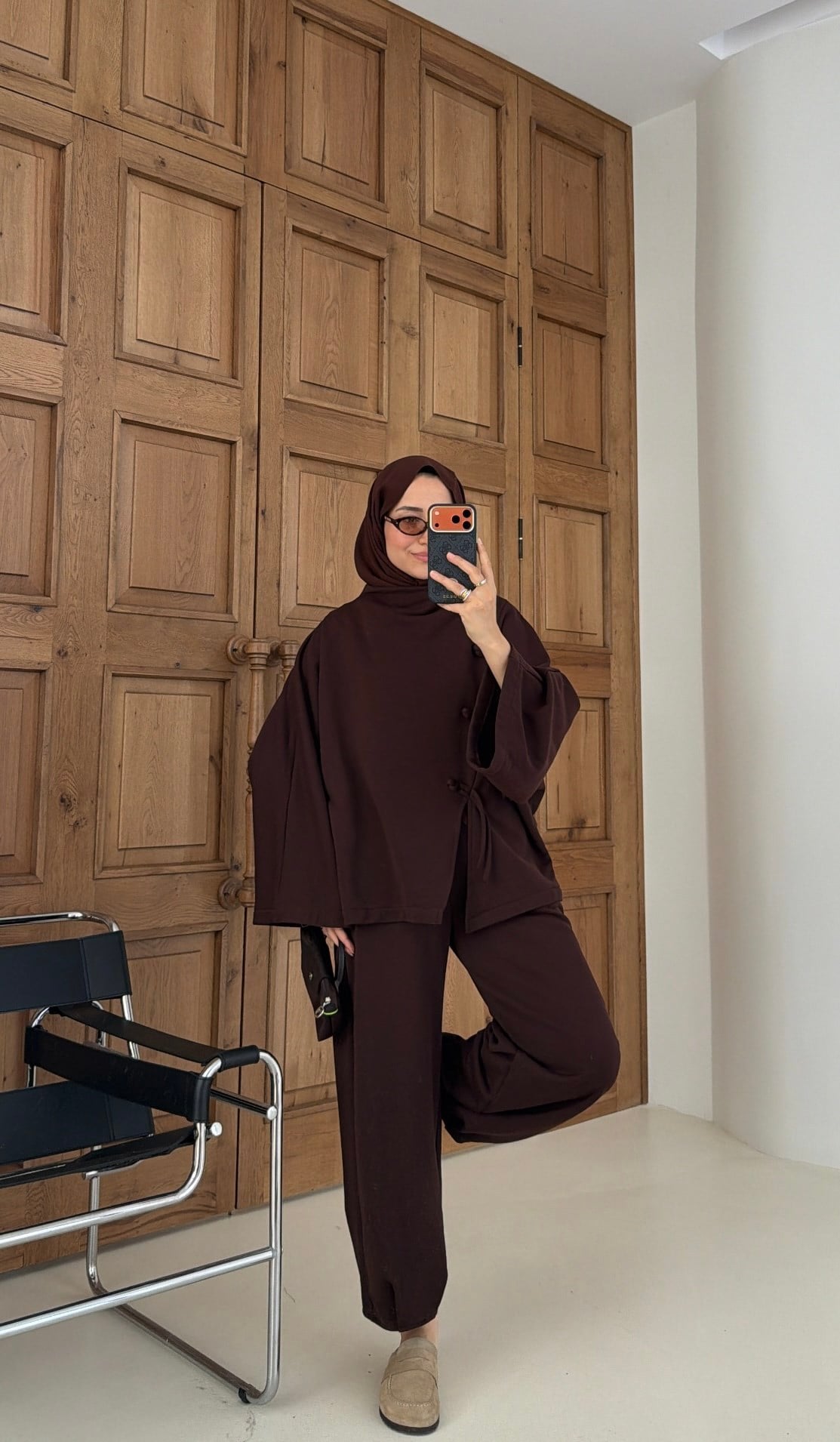 Alya Örgü Detaylı Takım Kahve 