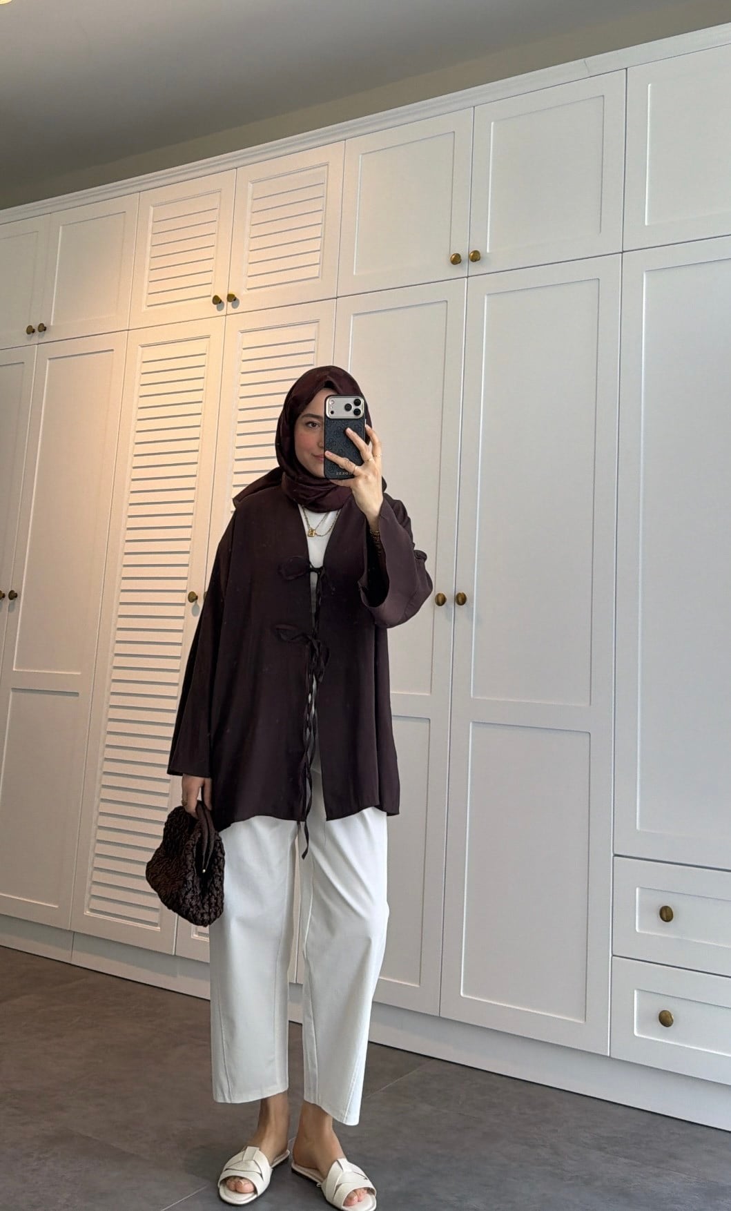Bağlama Detay Kimono Kahve