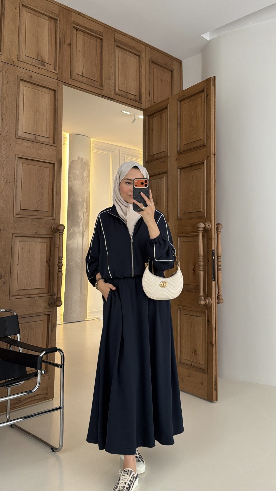 Çizgi Detay  Oysh Etekli Takım  Lacivert