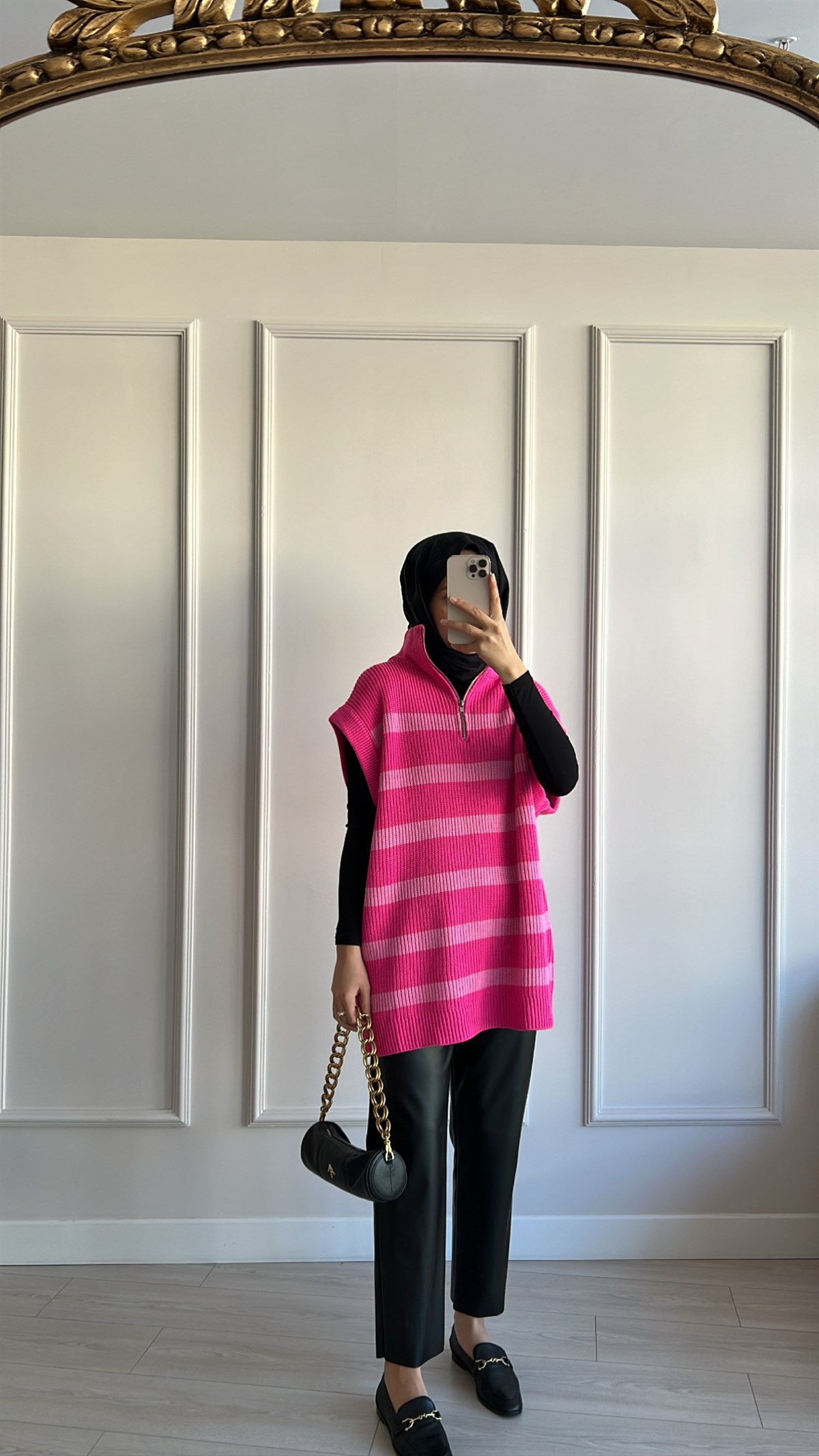 Çizgili Pembe Süveter 