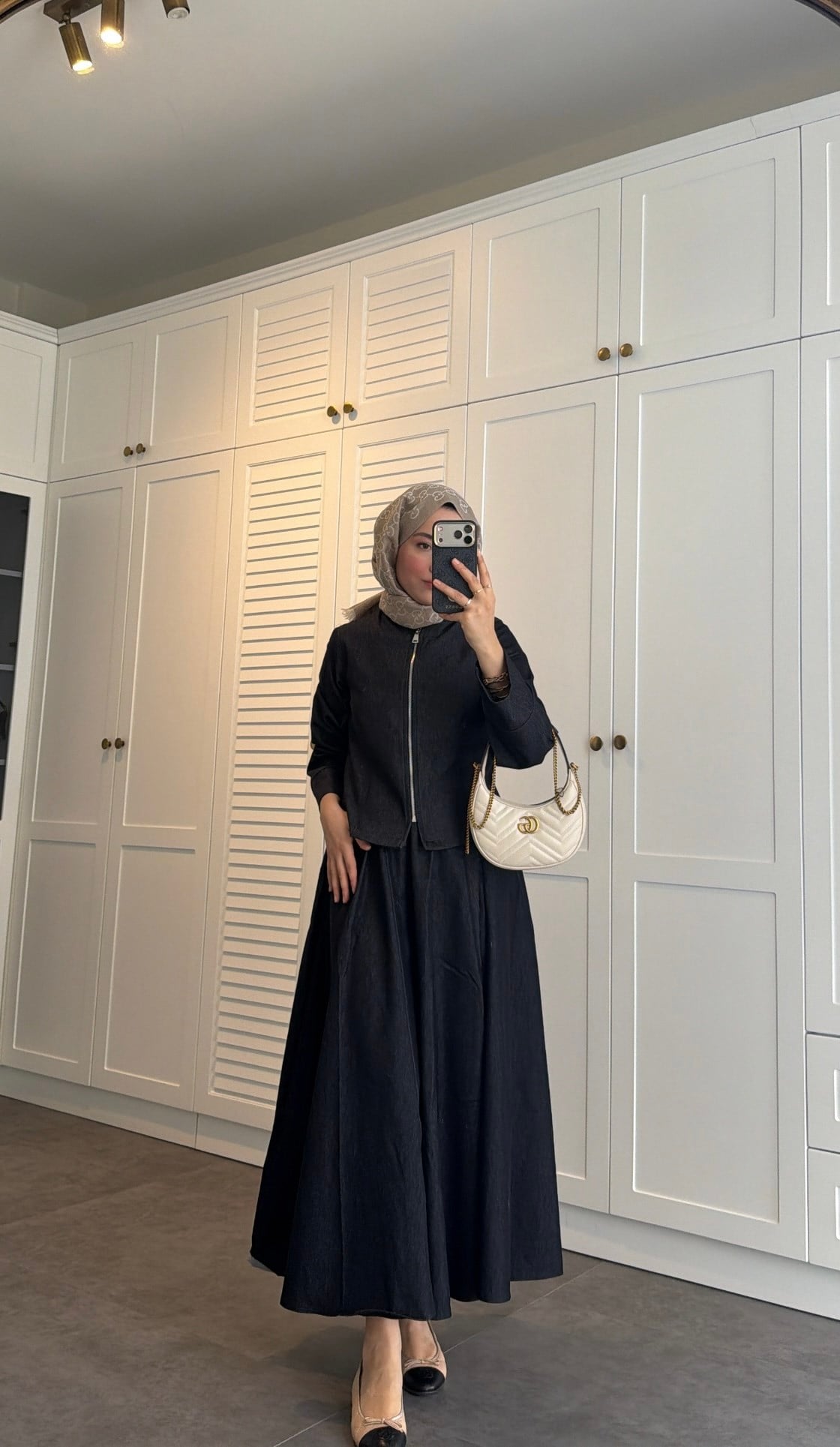 Denim Etekli Takım Lacivert