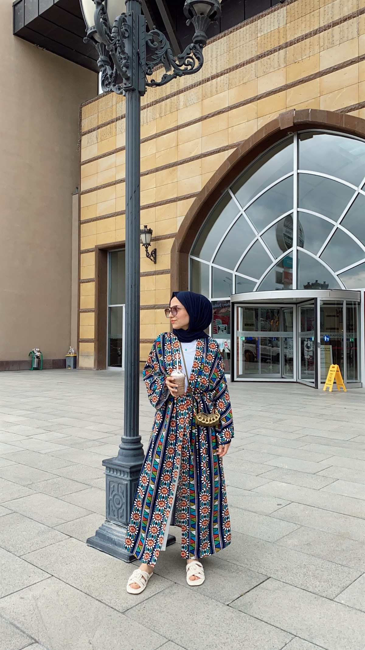 Desenli Kuşaklı Kimono