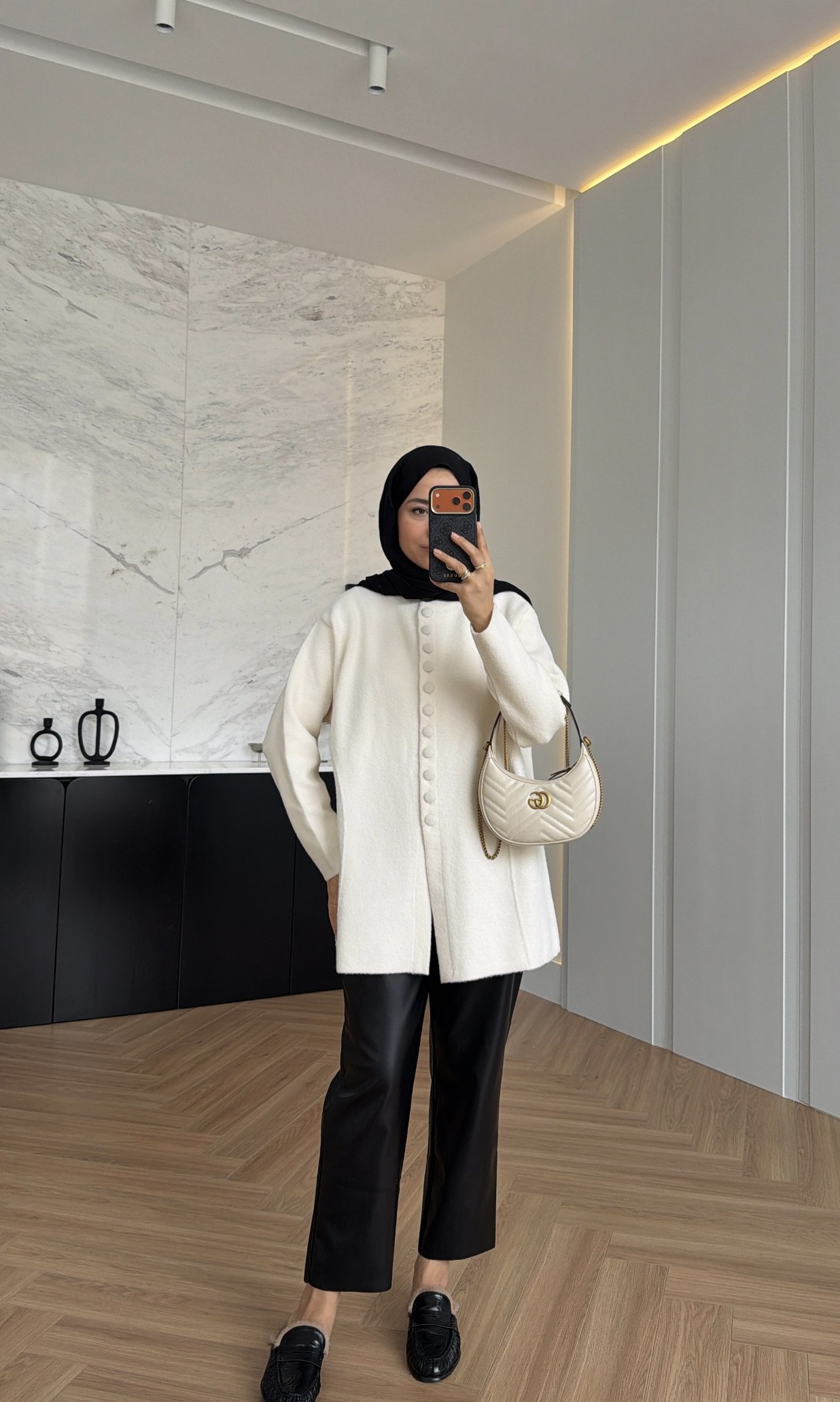 Düğme Detaylı Angora Hırka Ekru 