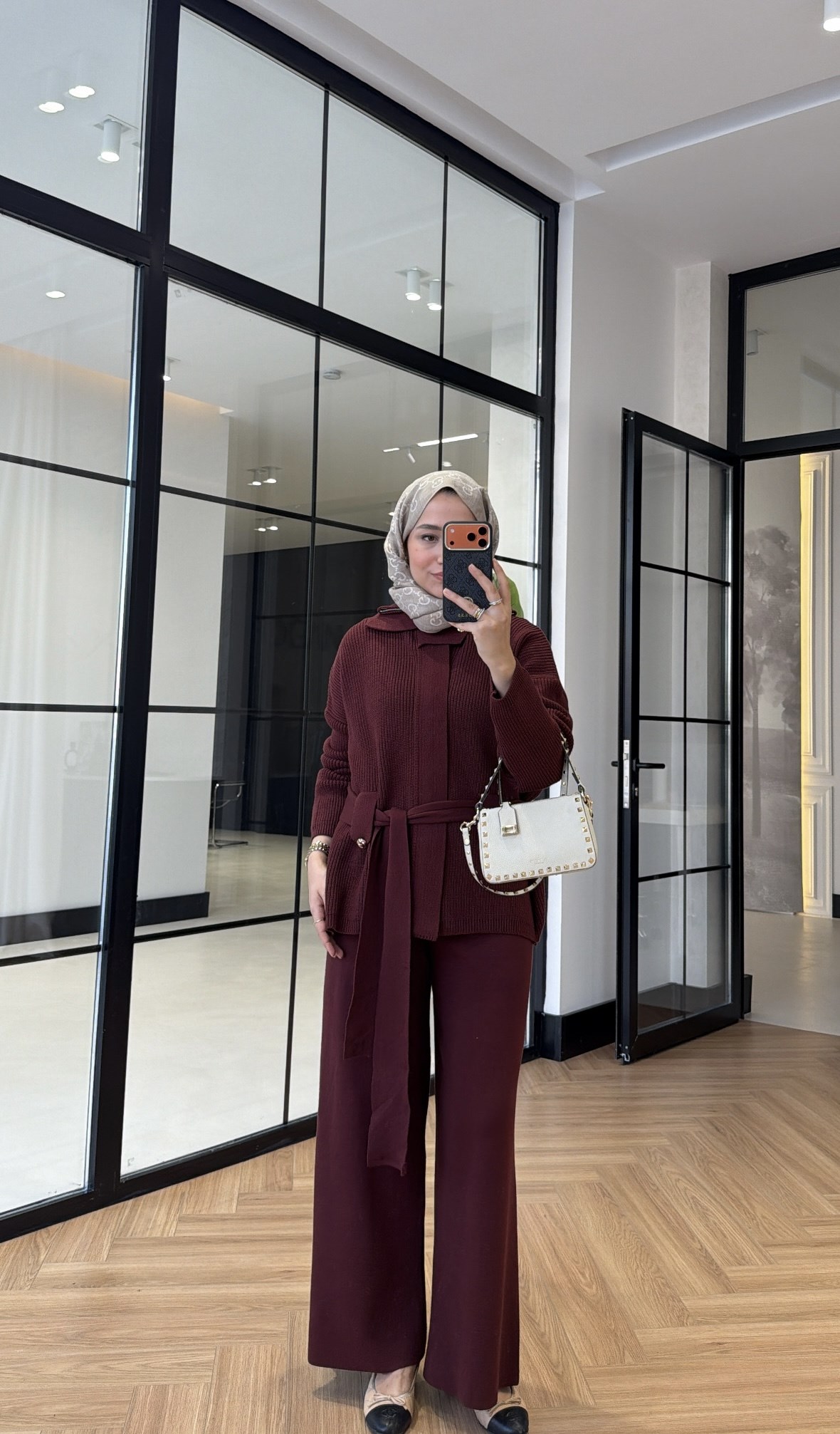 Düğme Detaylı Triko Takım Burgonya