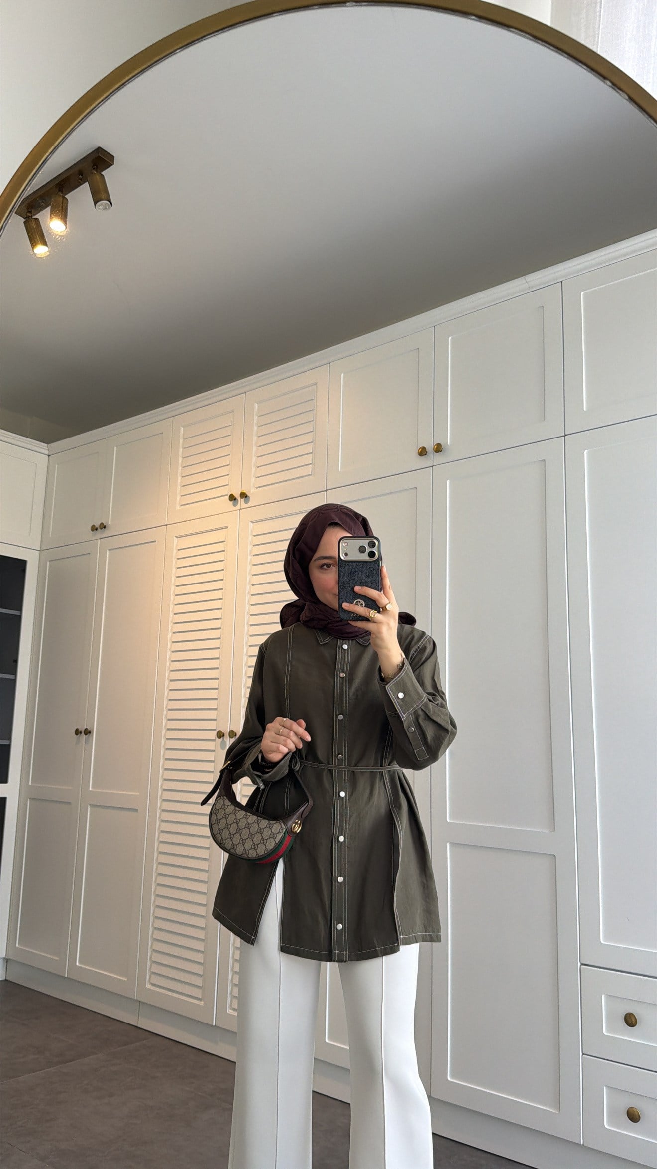 Gardenya Çift Dikiş Detaylı Gömlek Haki