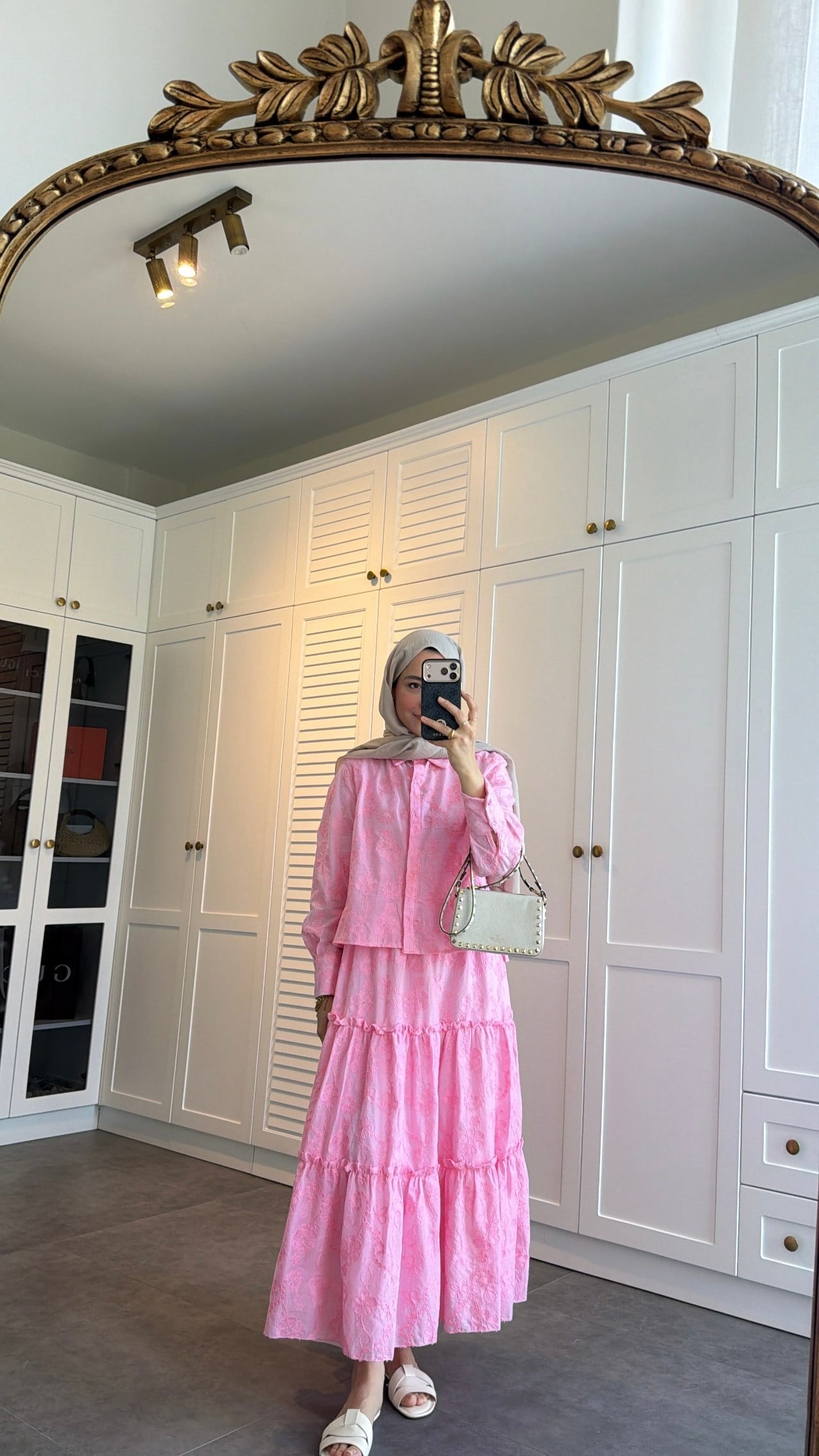 Güpürlü Nakışlı Etek Takım Pembe