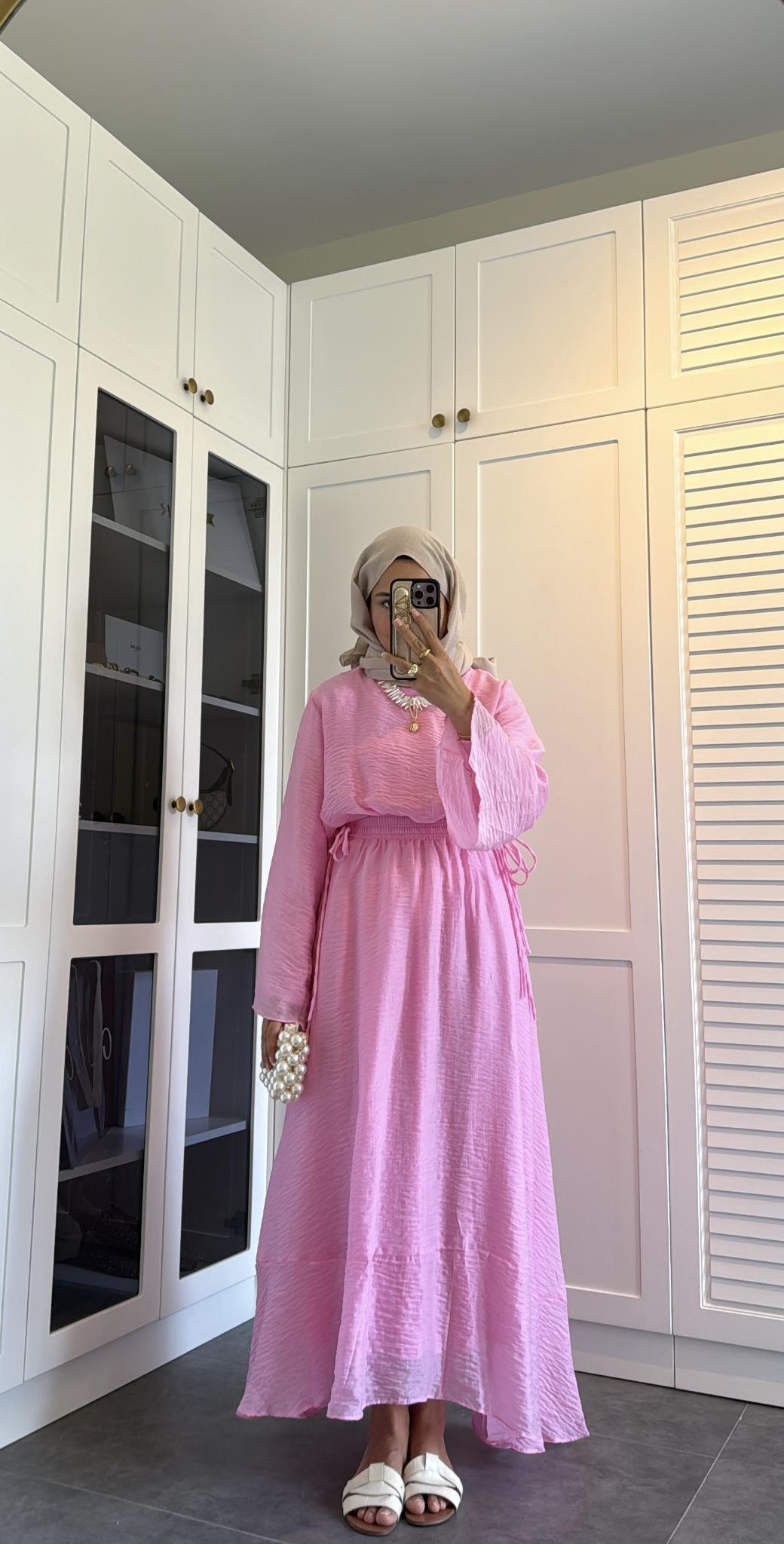 İpli H&M Muadil Tül Elbise Pembe