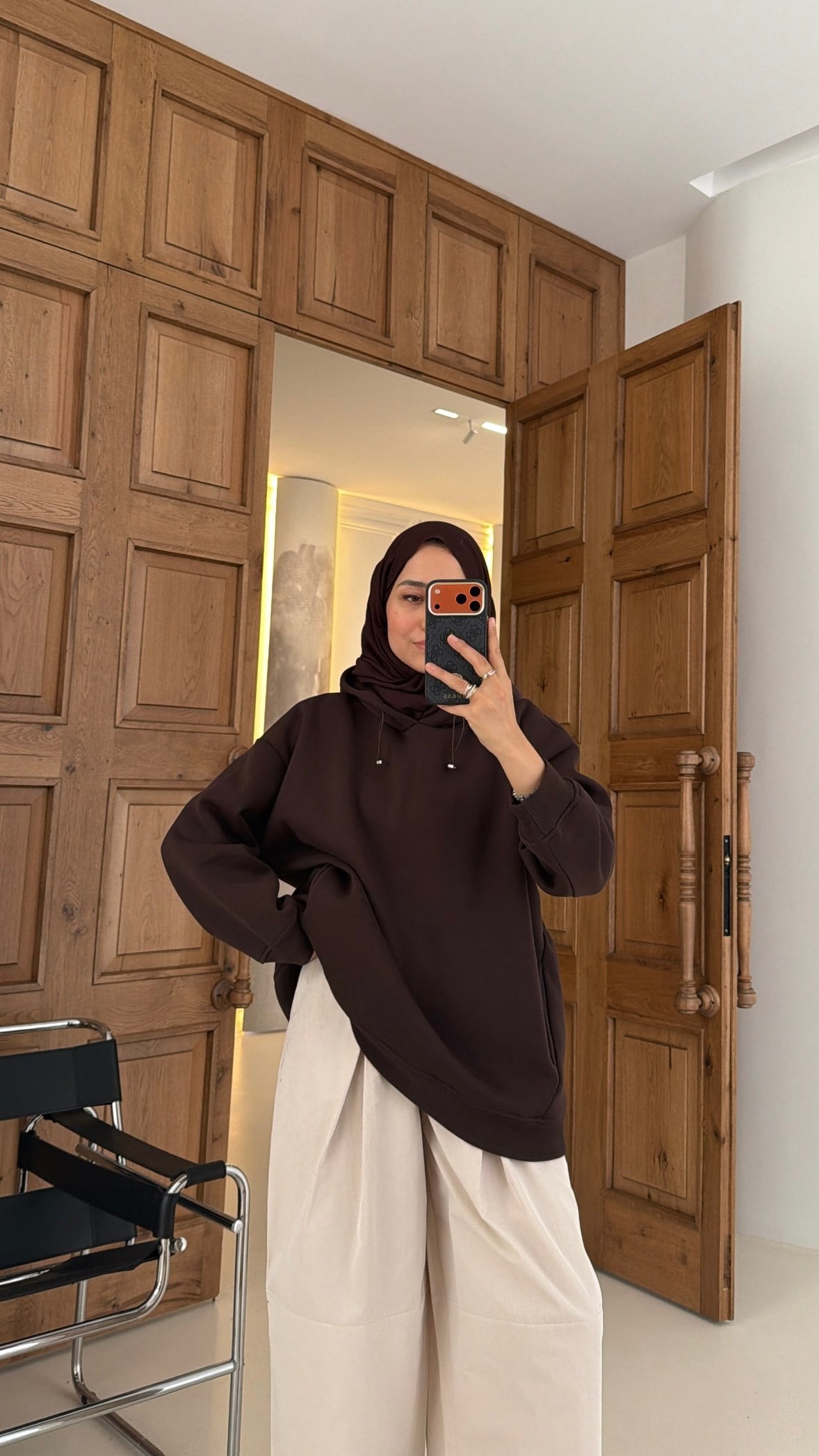 Kapüşonlu Oversize Sweat Kahve