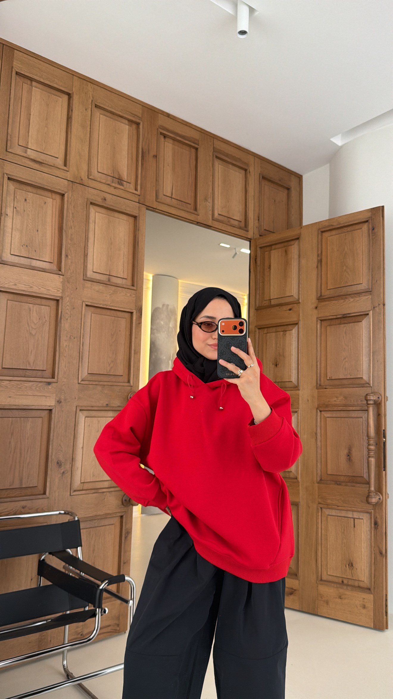 Kapüşonlu Oversize Sweat Kırmızı 
