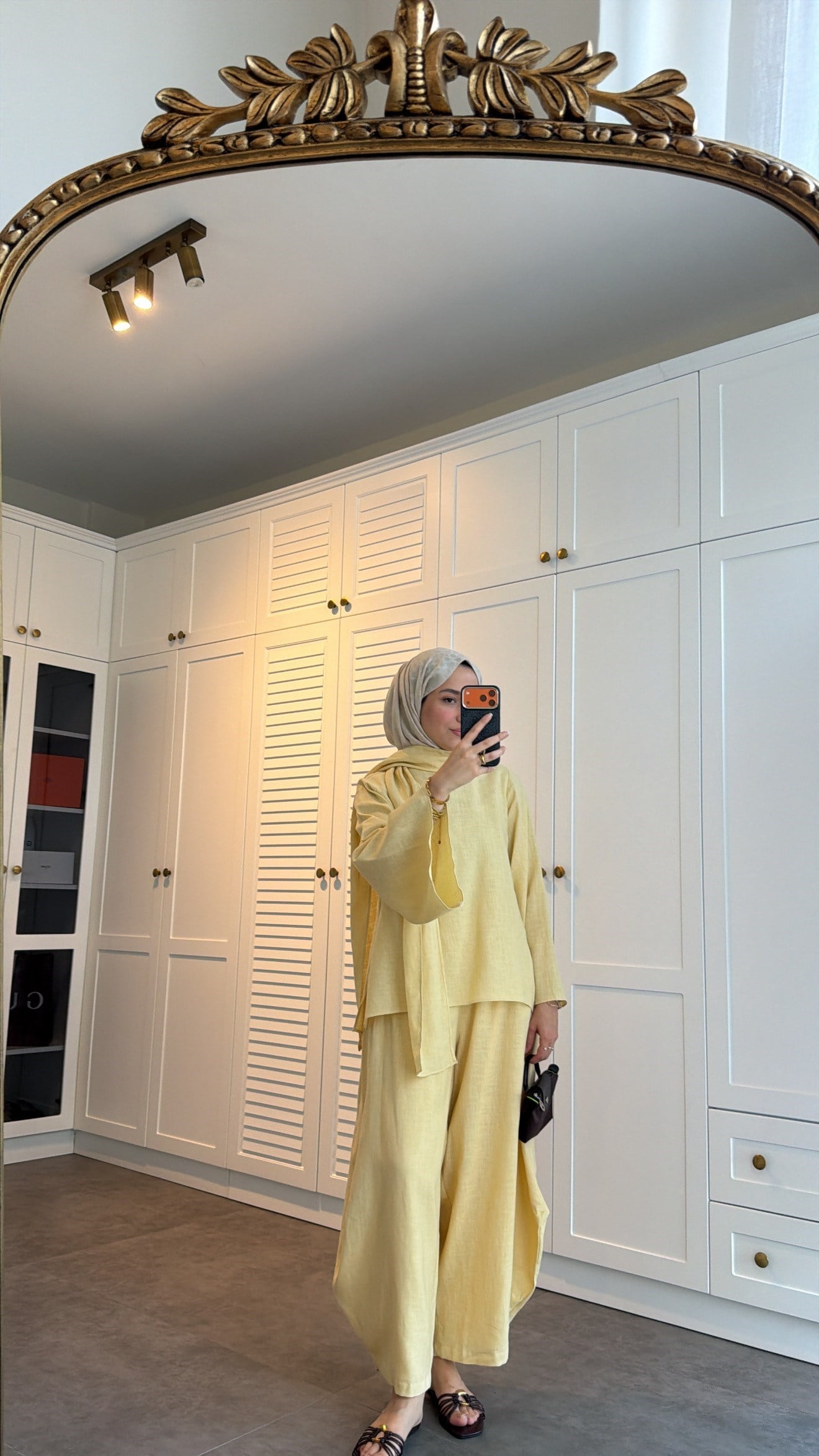 Keten Şallı  Premium Takım Butter Yellow