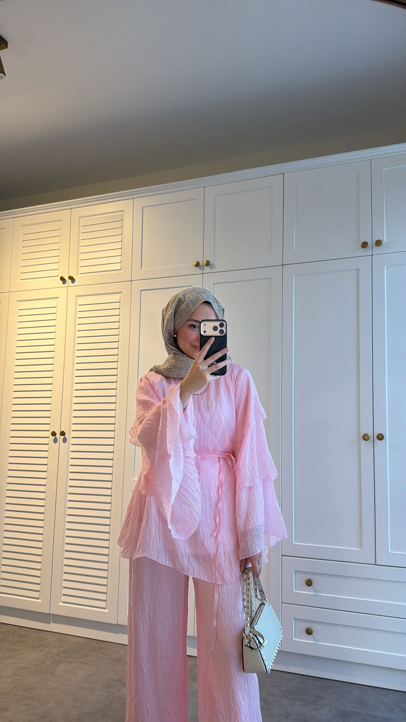Kolları Kat Kat Tül Takım Pembe