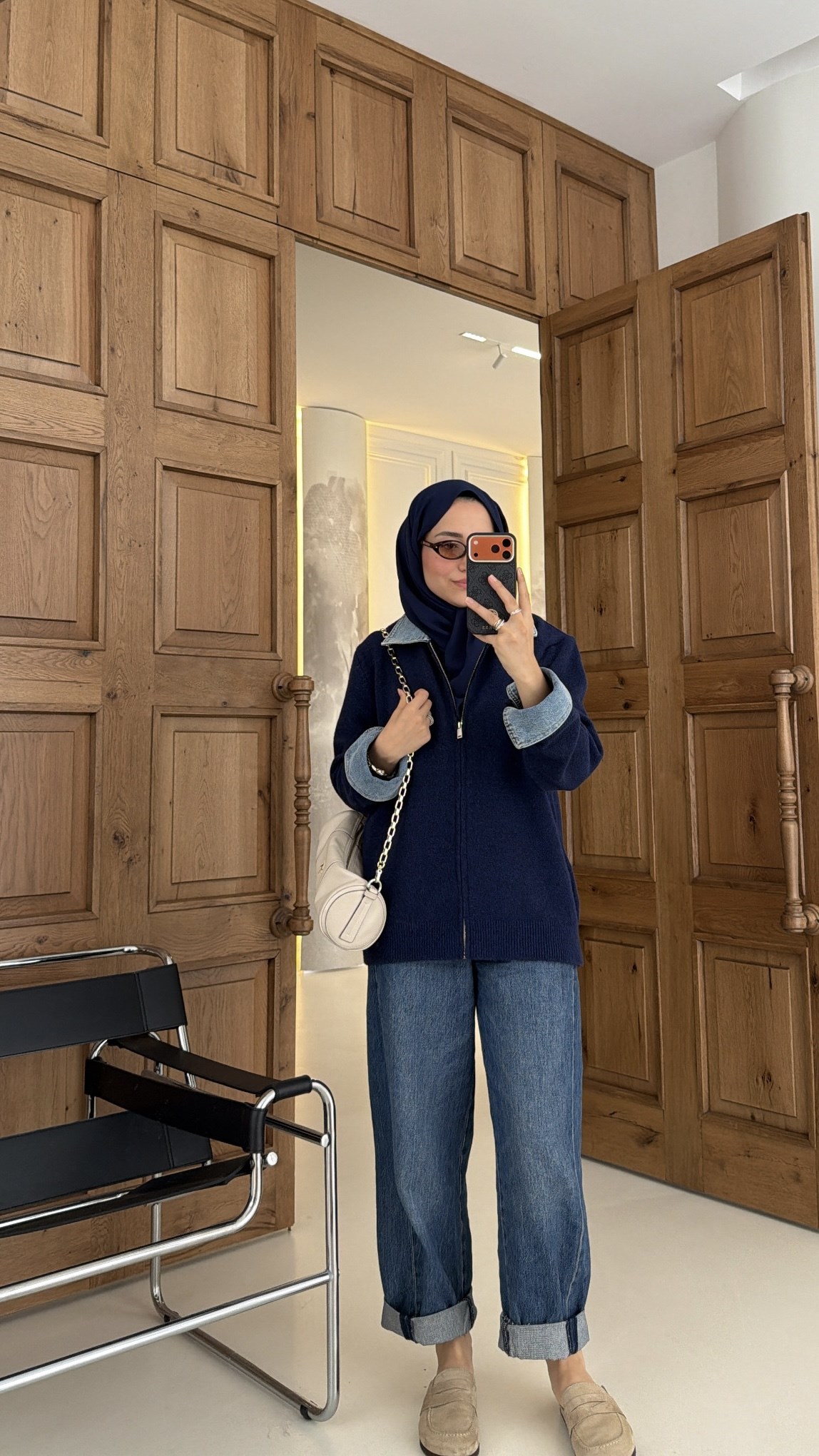Kot Detay Fermuarlı Triko Hırka Lacivert