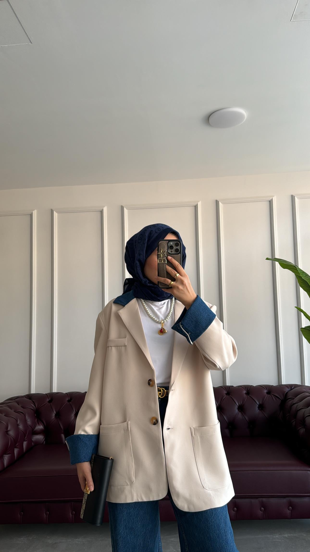 Kot Garni Detaylı Blazer Ceket Krem