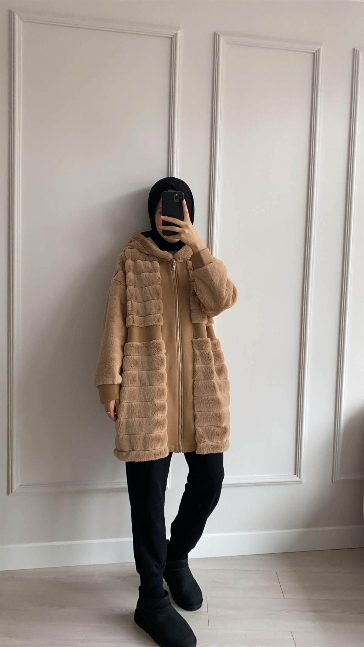 Kürk Detaylı Camel Ceket 