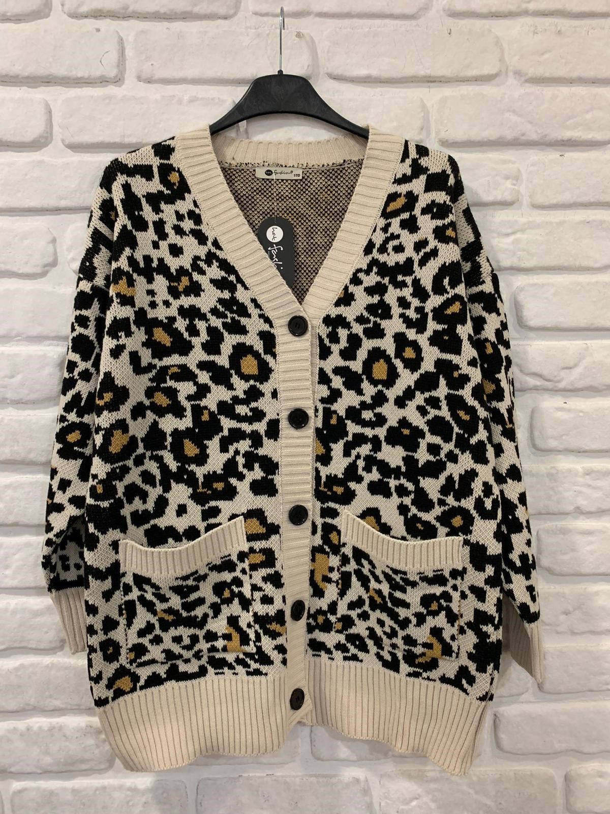 Leopar Desen Hırka