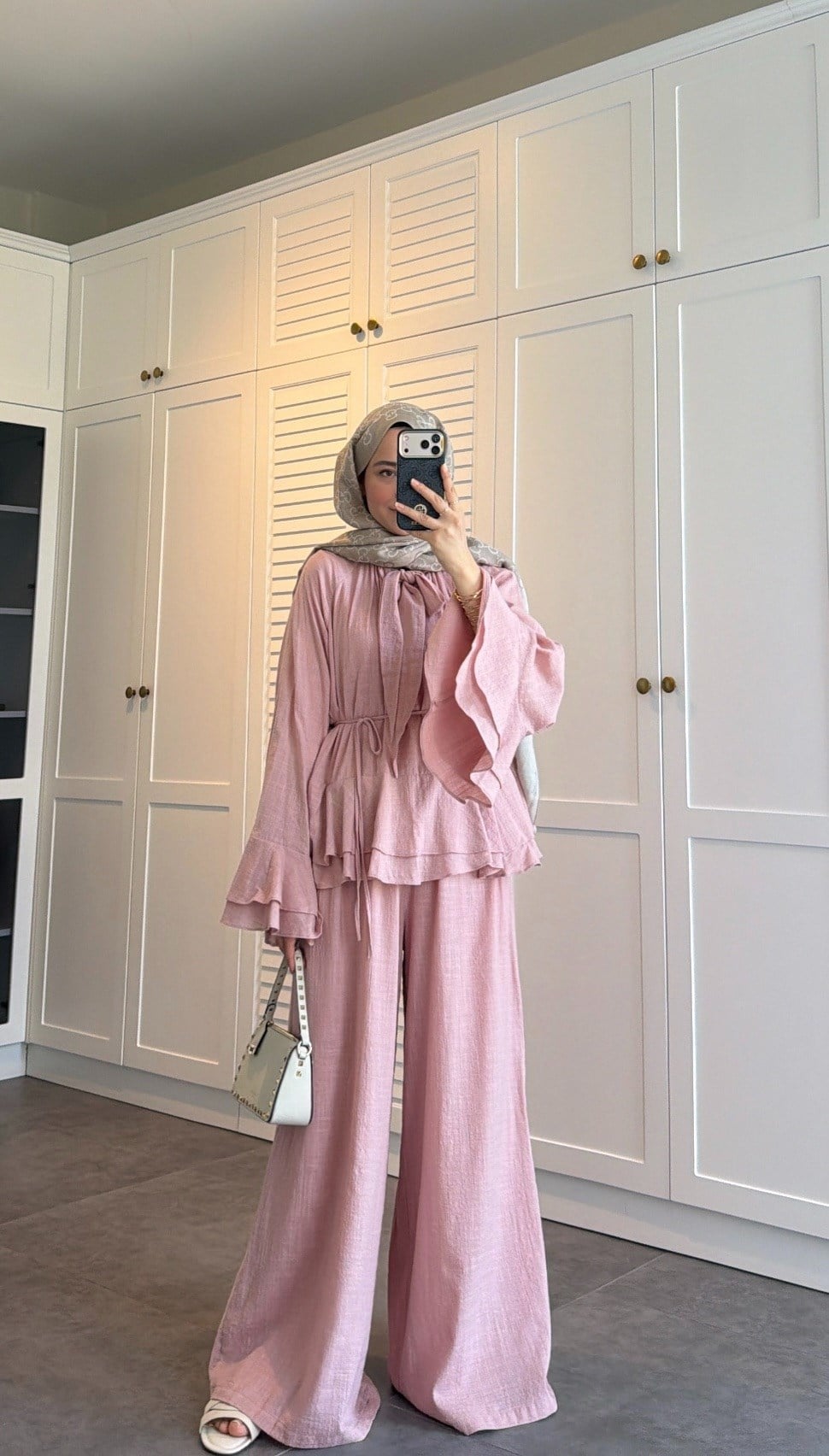 Mia Keten Pantolonlu Takım Pembe
